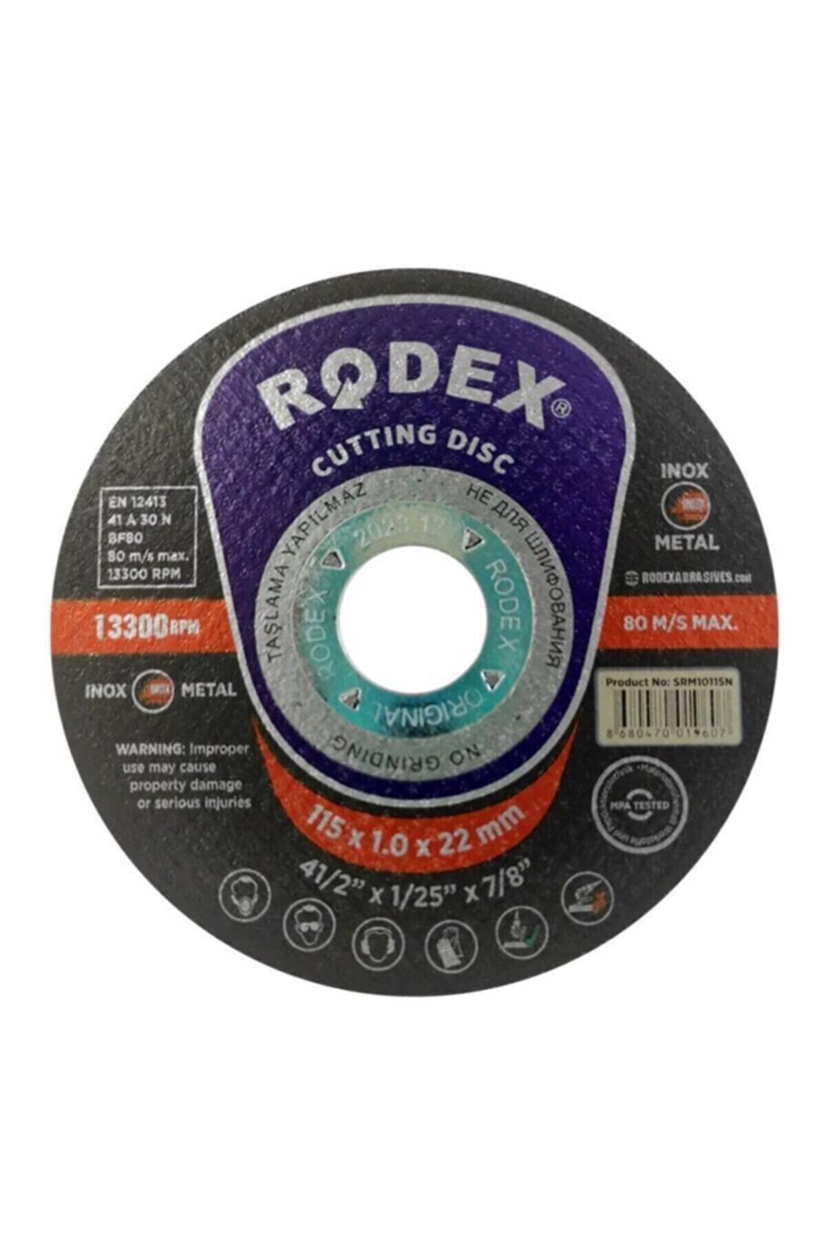 Rodex Inox Metal Kesici Taş Disk 115x1x22.23 mm (1-adet)