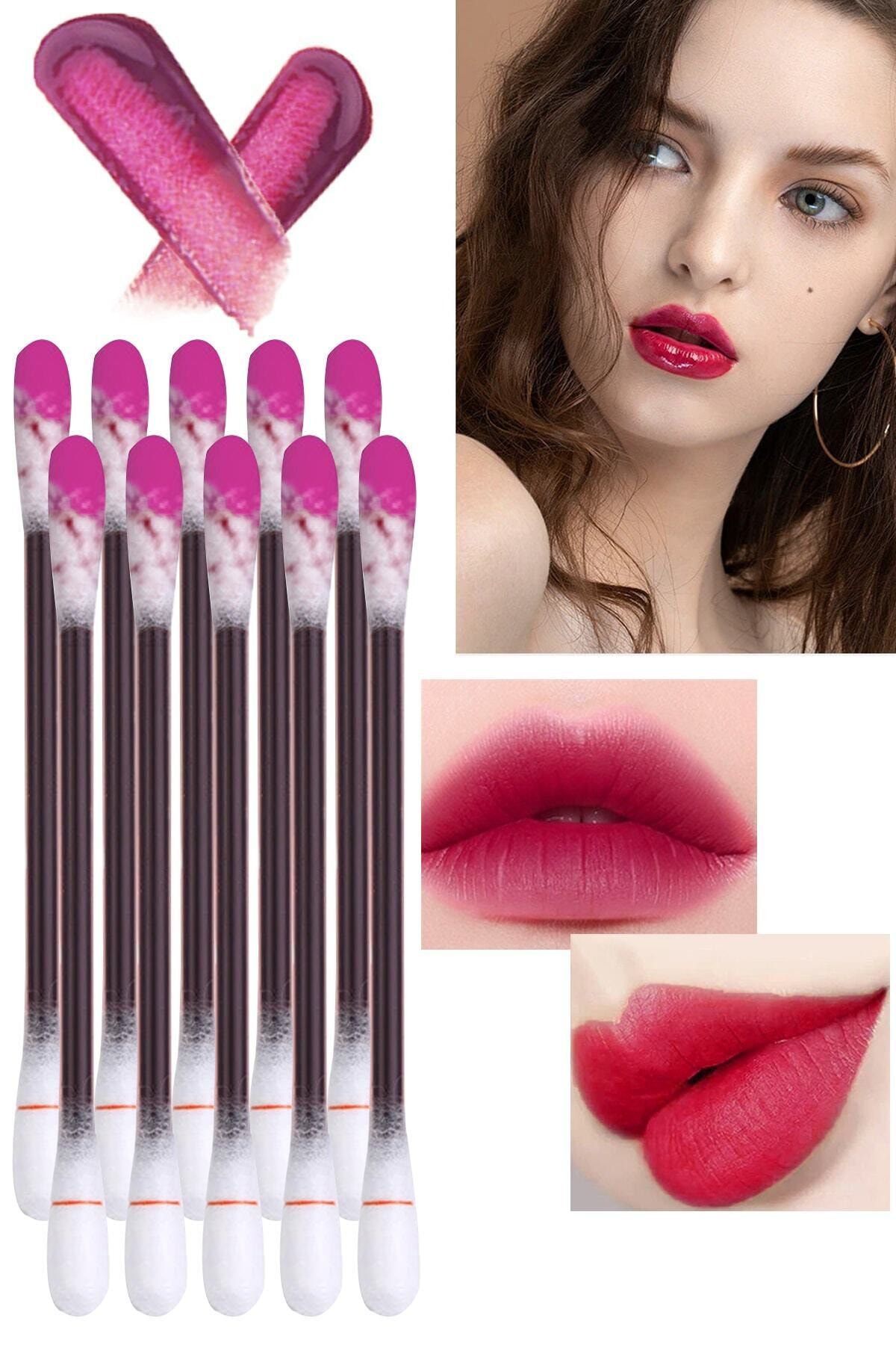 MUJGAN Tek Kullanımlık 24 Saat Kalıcı 20 Adet Taşınabilir Çubuk Ruj Cotton Swab Lip Glaze