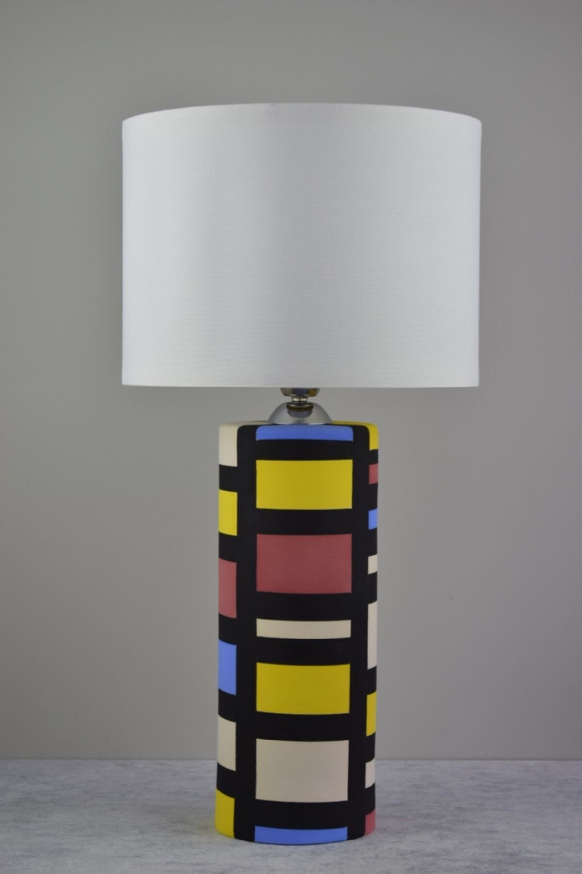Metaceramic El Yapımı De Stijl Seramik Silindir Abajur
