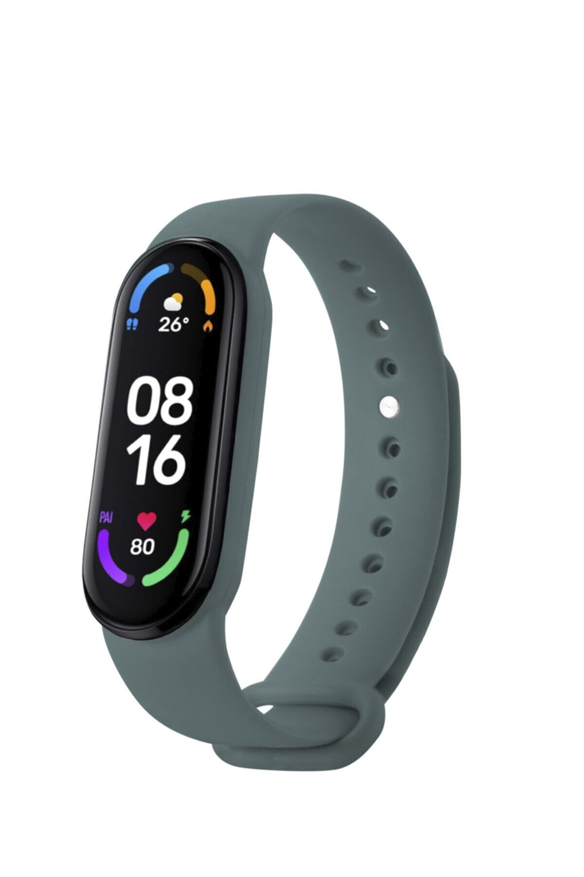 5C TRADE Xiaomi mi Band 5 Ve 6 Uyumlu Kordon Akıllı Bileklik Kordonu Silikon Bileklik Lansman Yeşili