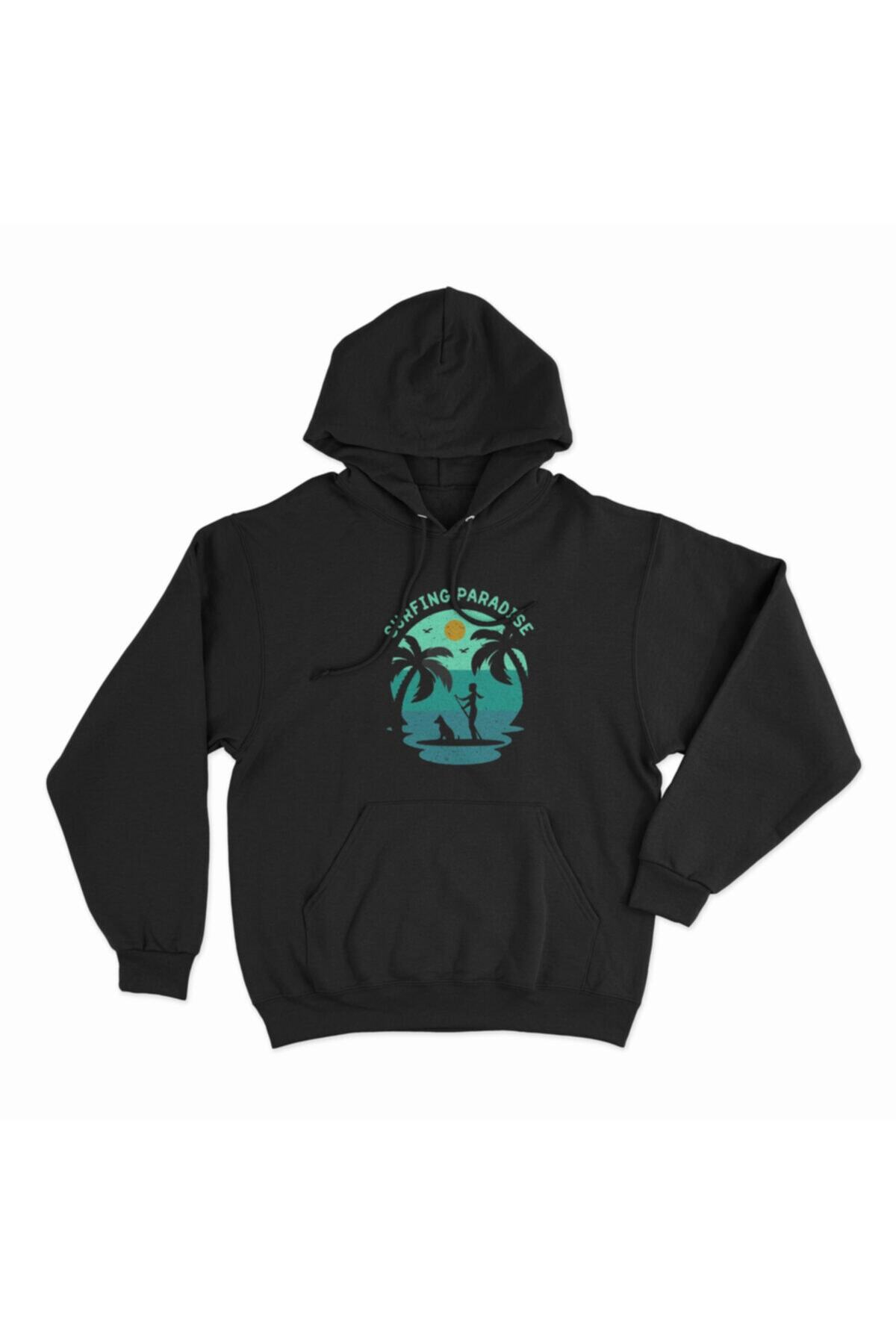Eclipse Design Studio Baskılı Siyah Sweatshirt/kapşonlu
