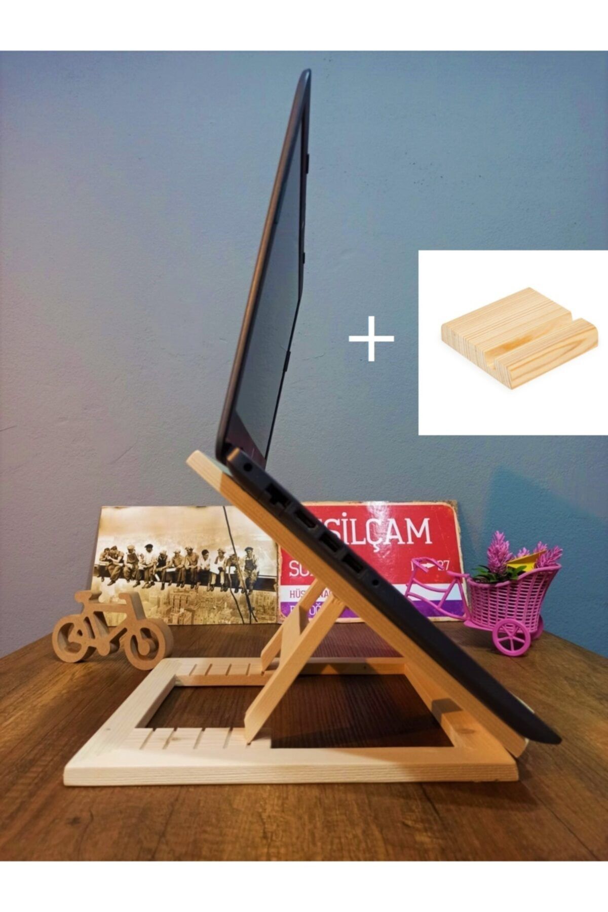 ENDLESS SHOPPİNG Ahşap Laptop / Notebook / Bilgisayar / Tablet Standı 5 Kademeli Yükseltici Altlık Soğutucu