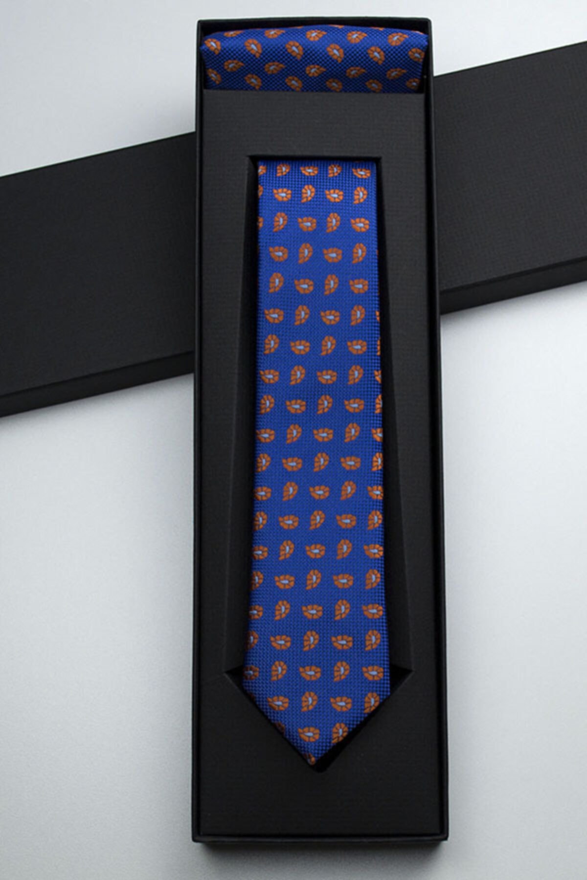 Gaffy Mavi Renk Kutulu Şal Desenli Kravat-3
