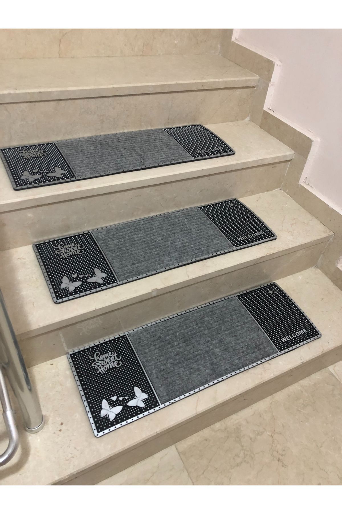 BirceHome Dekoratif Merdiven Basamak Toz Alıcı Paspası