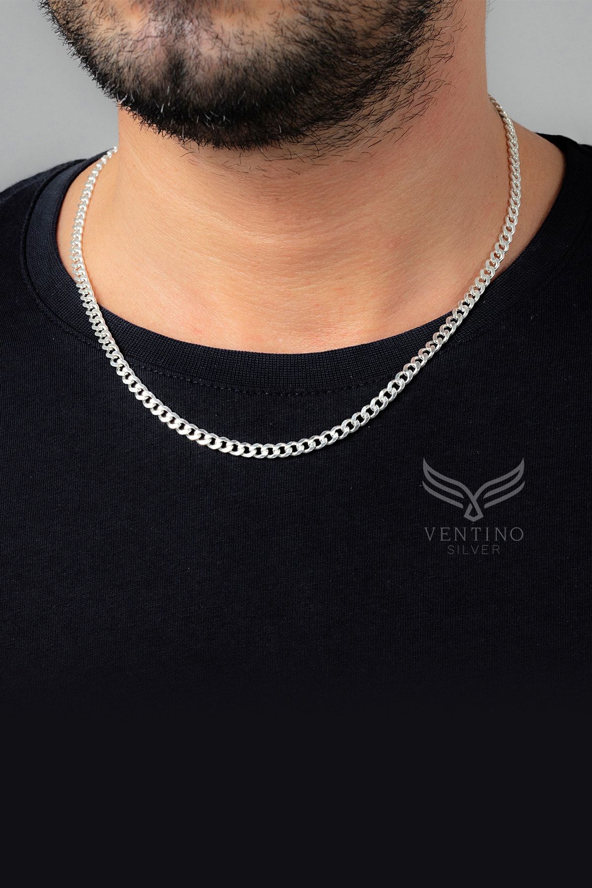 Ventino Silver Gurmet Gümüş Erkek Zincir Kolye Vek-3019