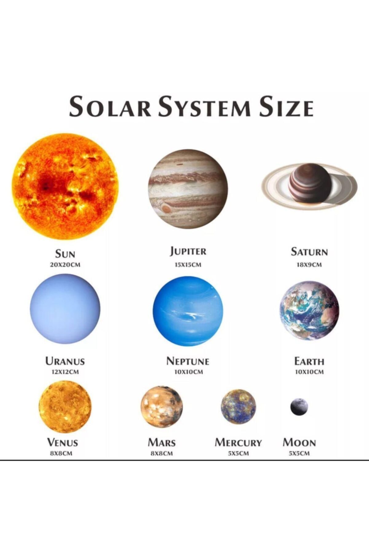 DEZ Uzay Güneş Gezegen Karanlıkta Parlayan Sticker 50x70cm