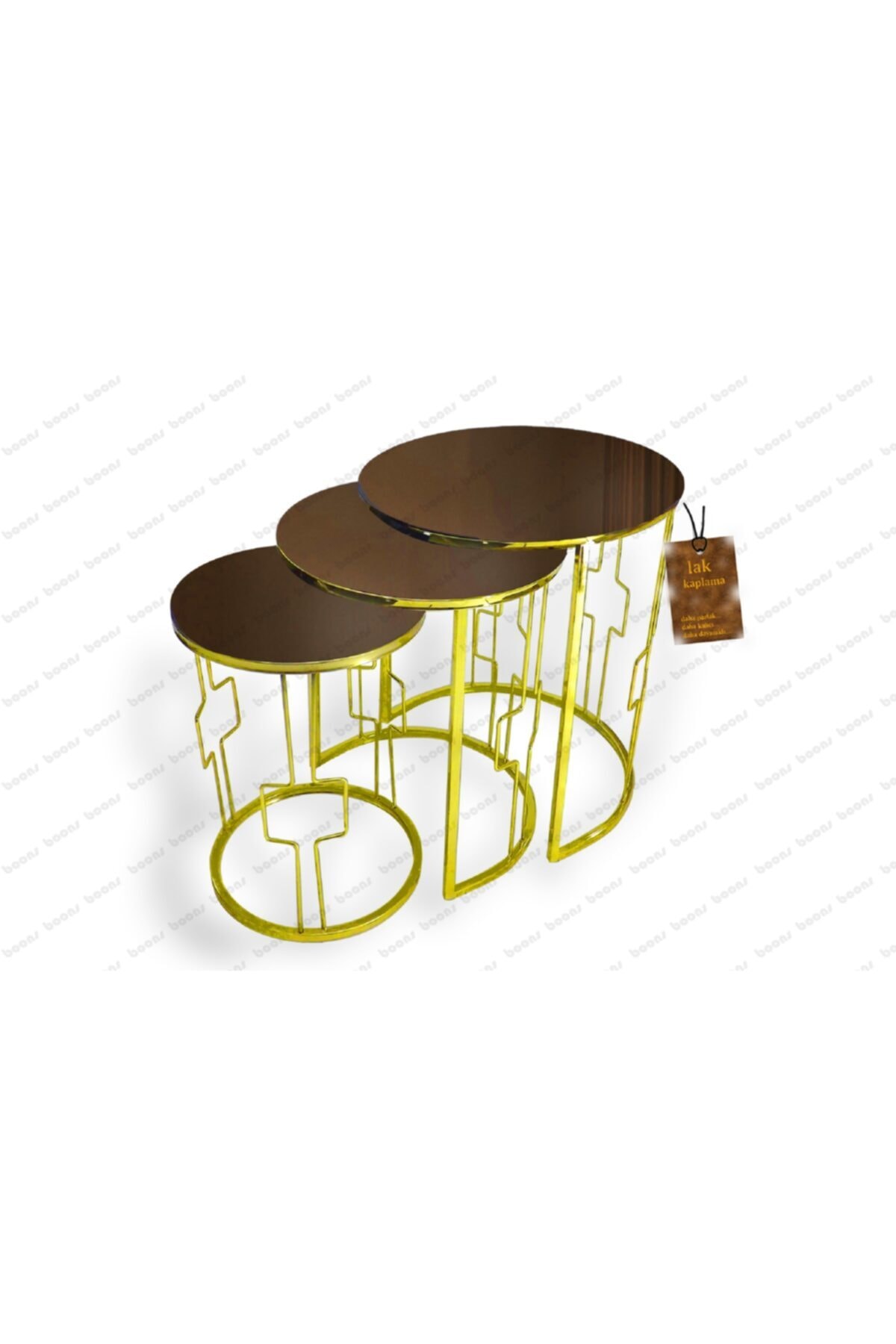 boons Madrid Mermer Desen Gold Zigon Sehpa, Lak Kaplama, Ekstra Parlak