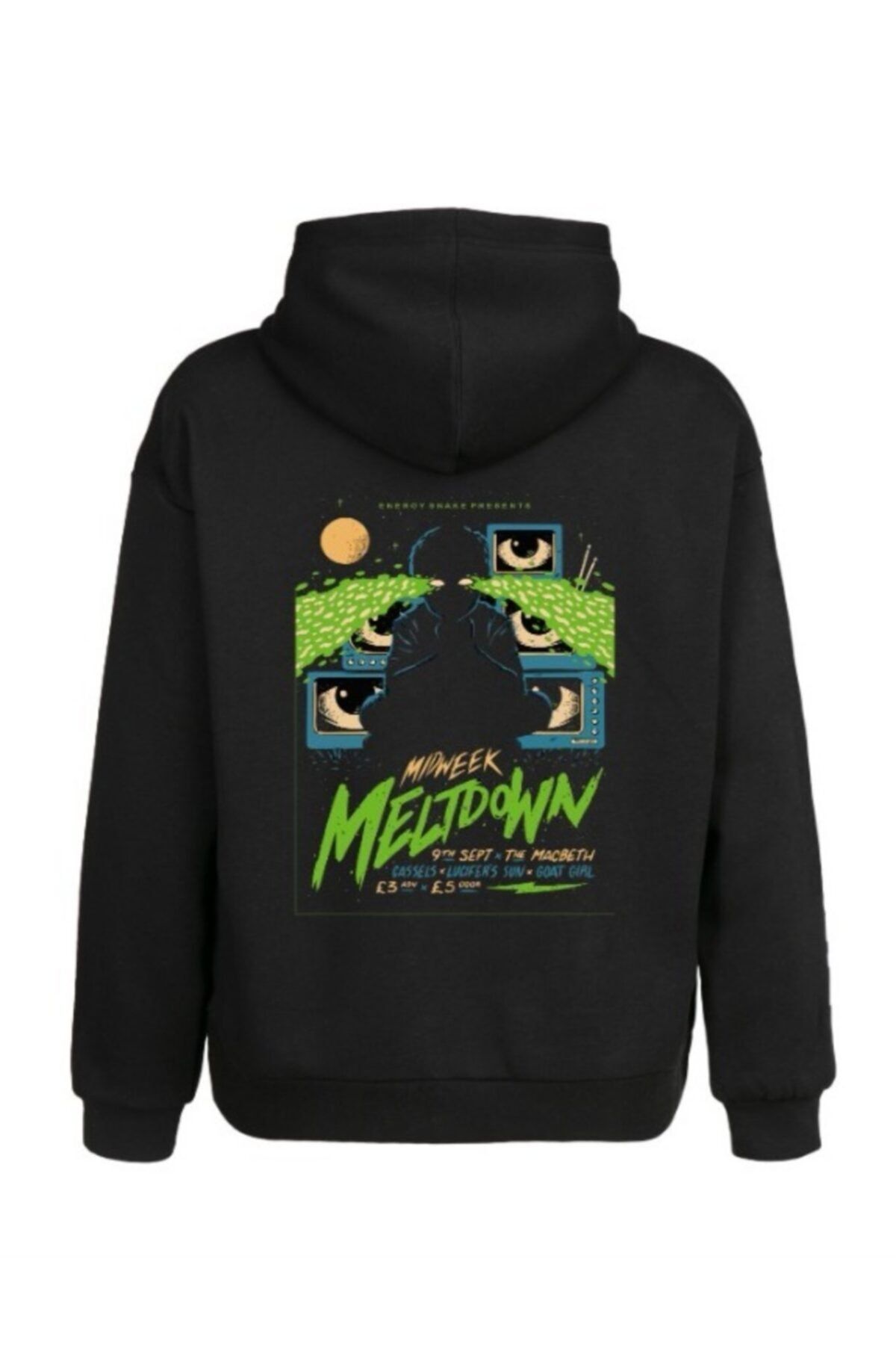 SweaveShirt Oversize Meltdown Siyah Pamuk Hoodie
