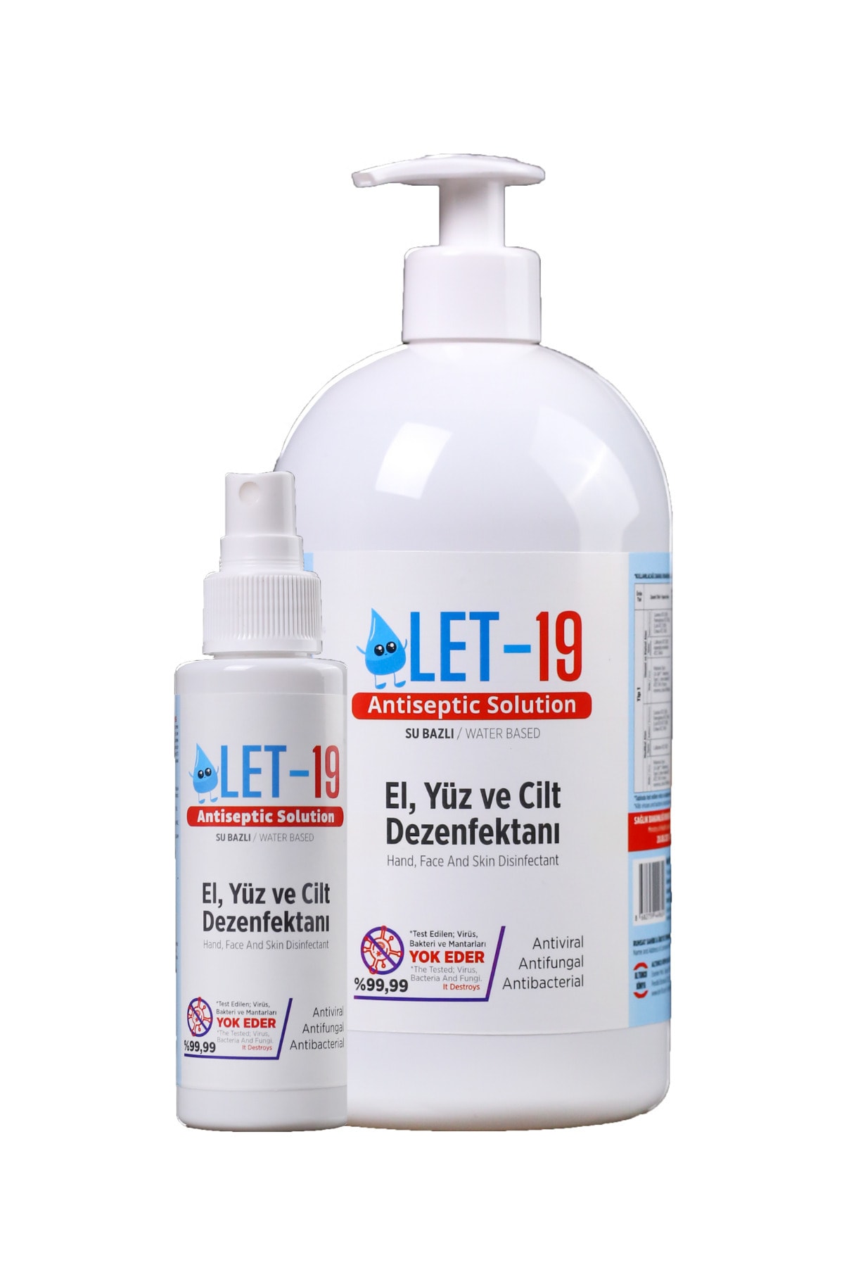 LET19 1 Hipokloröz El & Yüz & Cilt Alkolsüz Dezenfektan Ve Antiseptik (ALKOLSÜZ) 1 Litre Pompa 100ml Sprey