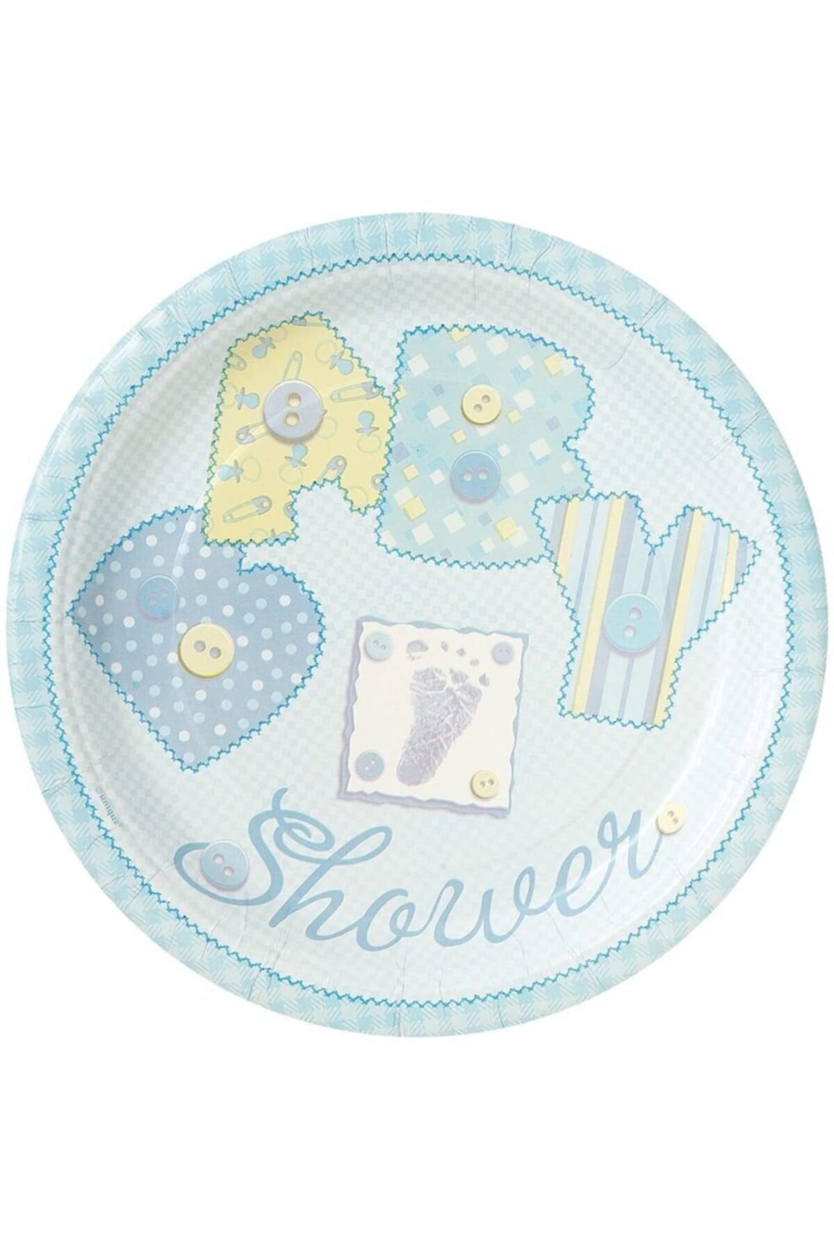 İnançStore Baby Shower Yazılı Mavi Renk Erkek Parti Tabağı 8 Adet