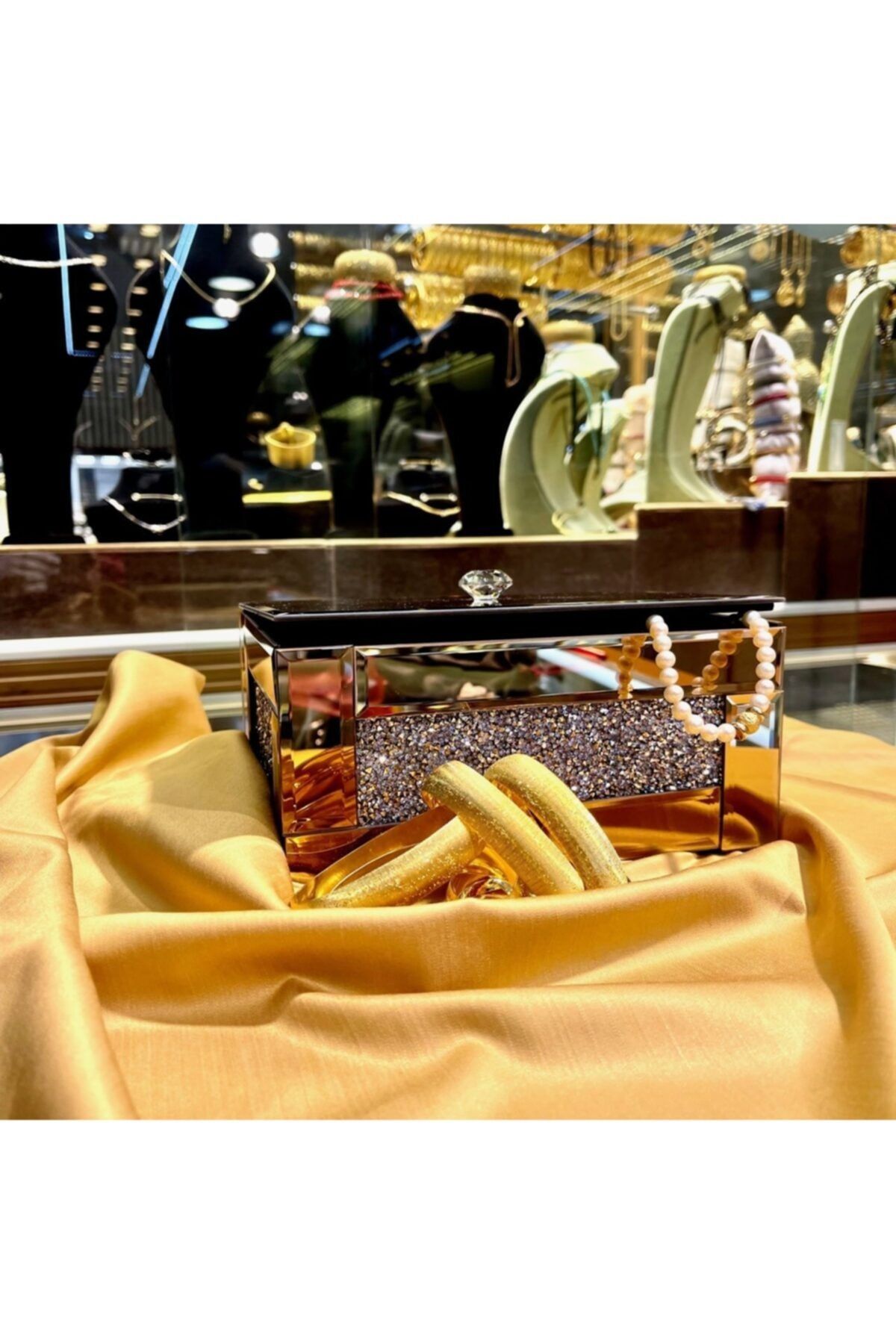 Feretti Lüks Takı Kutusu Rose Aynalı Model