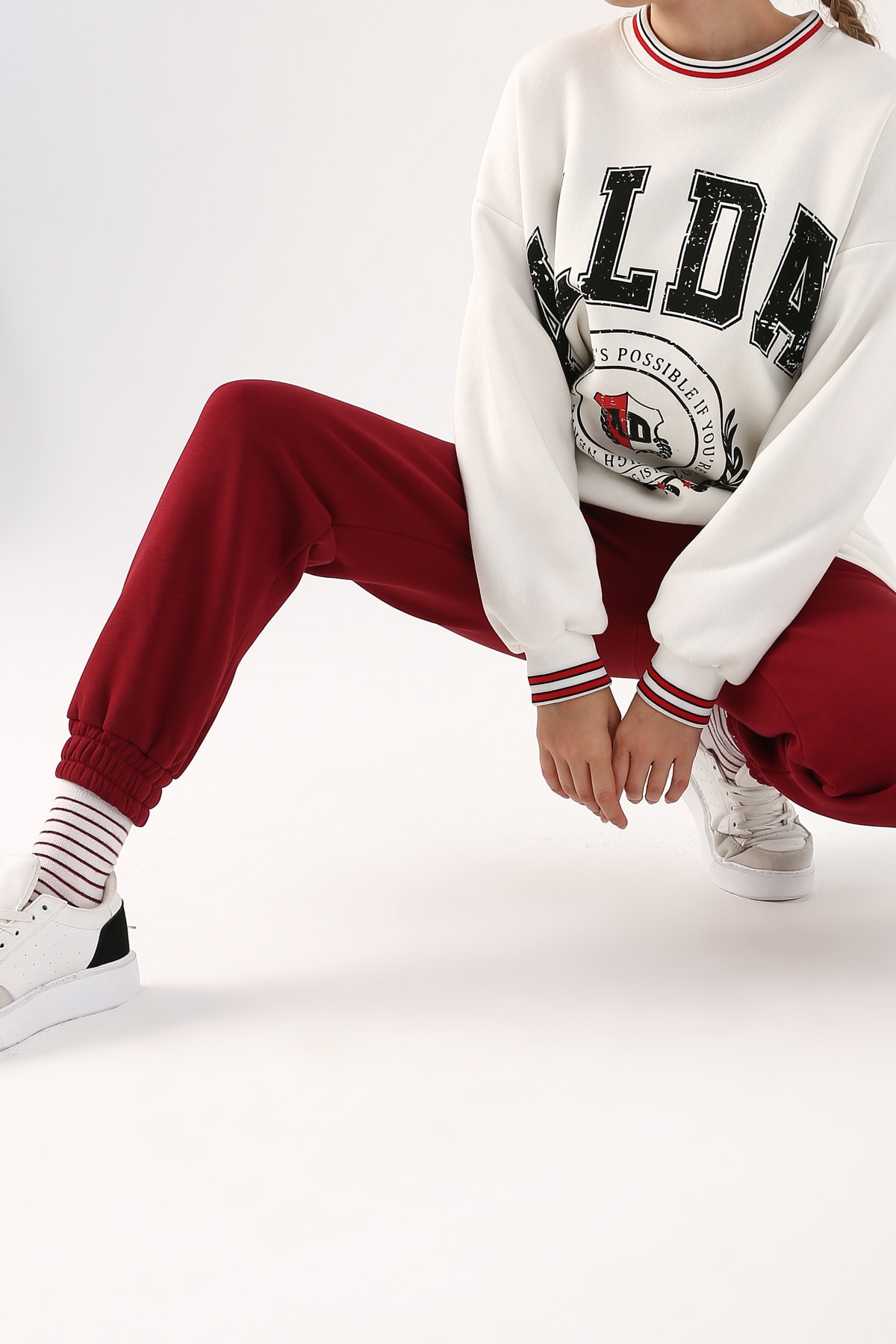 ALLDAY Bordo Jogger Polarlı Eşofman Altı