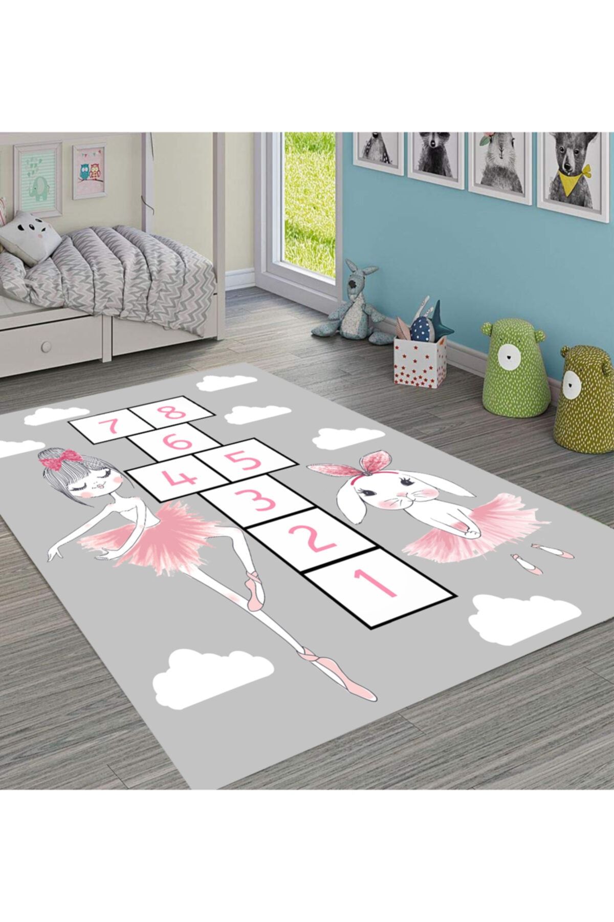 stylehome Dekoratif Özel Tasarım Dijital Baskılı Kaymaz Taban Yıkanabilir Modern Çocuk Halısı