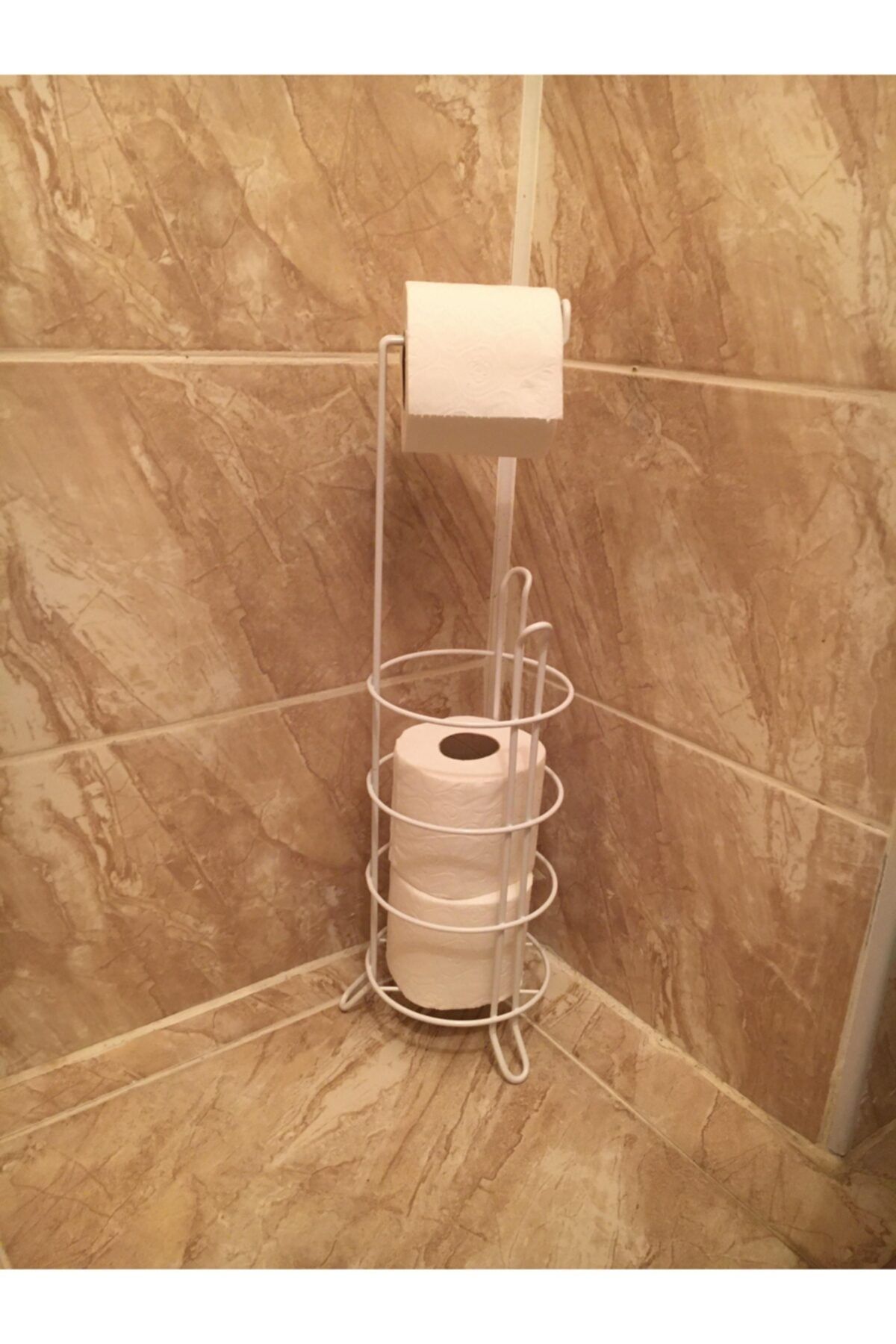 Evistro Banyo Tuvalet Kağıdı Askısı Yedekli Ayaklı Beyaz