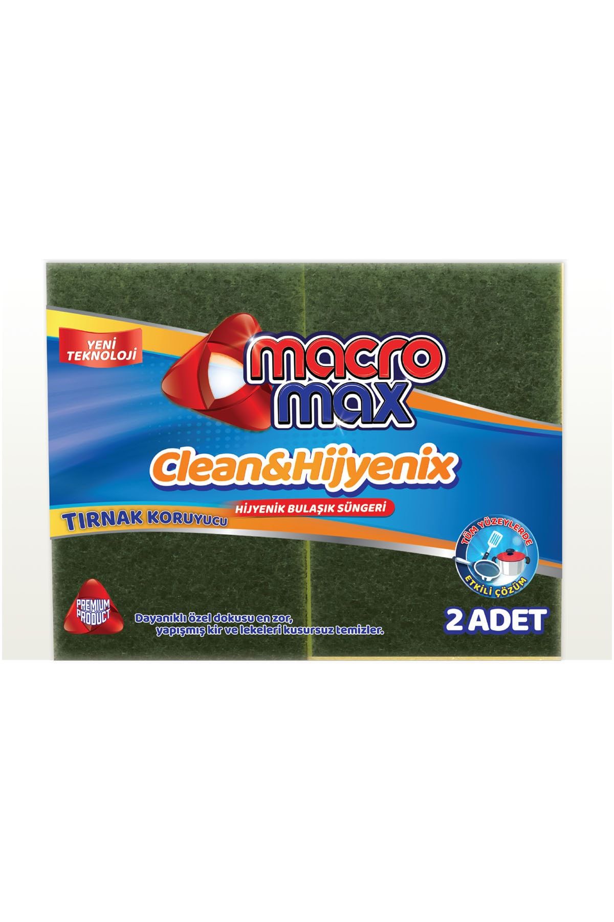 MACROMAX Clean&hijyenix Klasik Oluklu Sünger 2'li