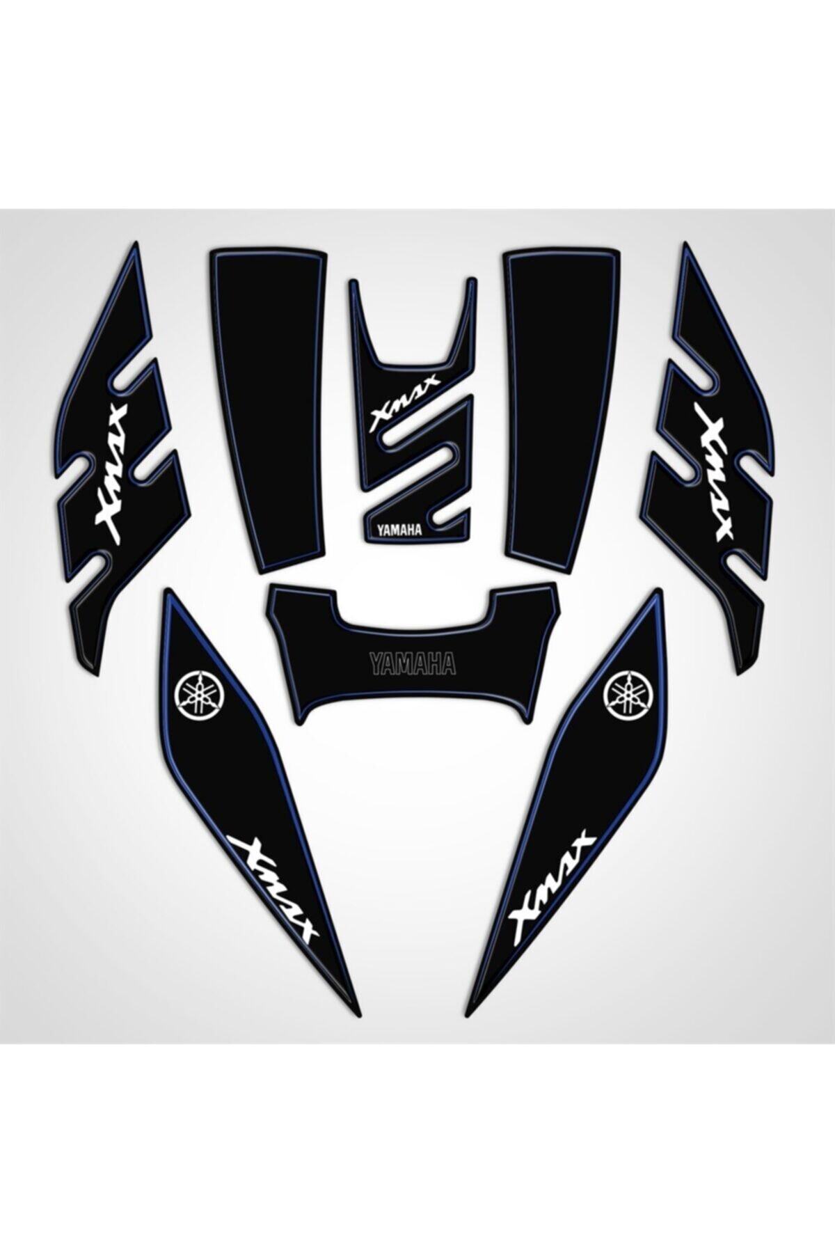 Redline Grafik Yamaha Xmax 2014-2017 Tank-yan-kaş Pad Set Siyah Mavi