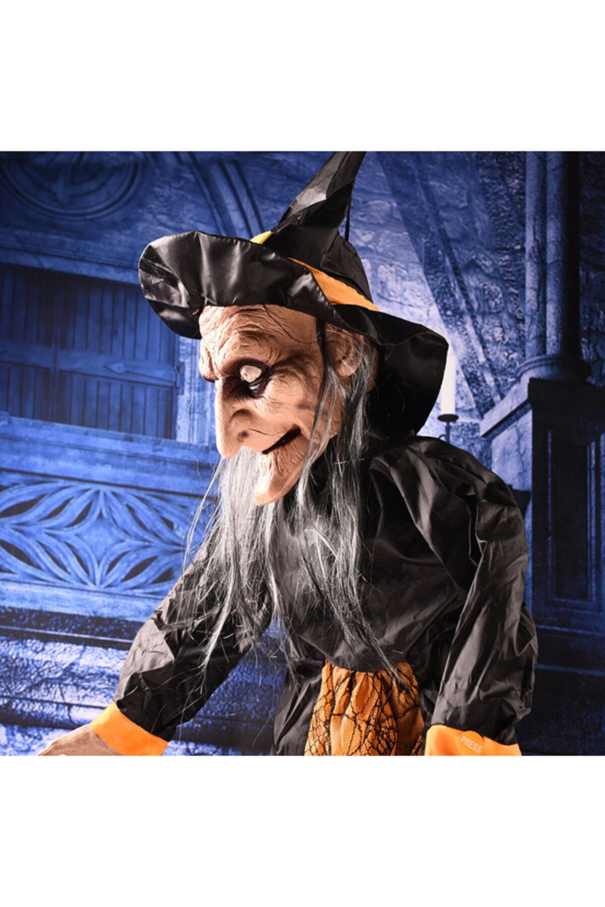 Dreamsshop Dekoratif Hediyelik Cadılar Bayramı Halloween Sensörlü Işıklı Sesli Cadı 145 Cm