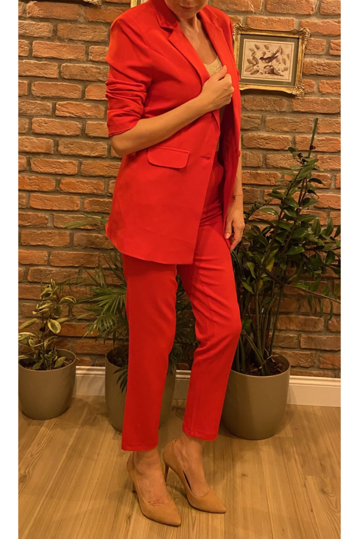 dükkan10butika Pantolon Ve Ceket Takımı Kırmızı