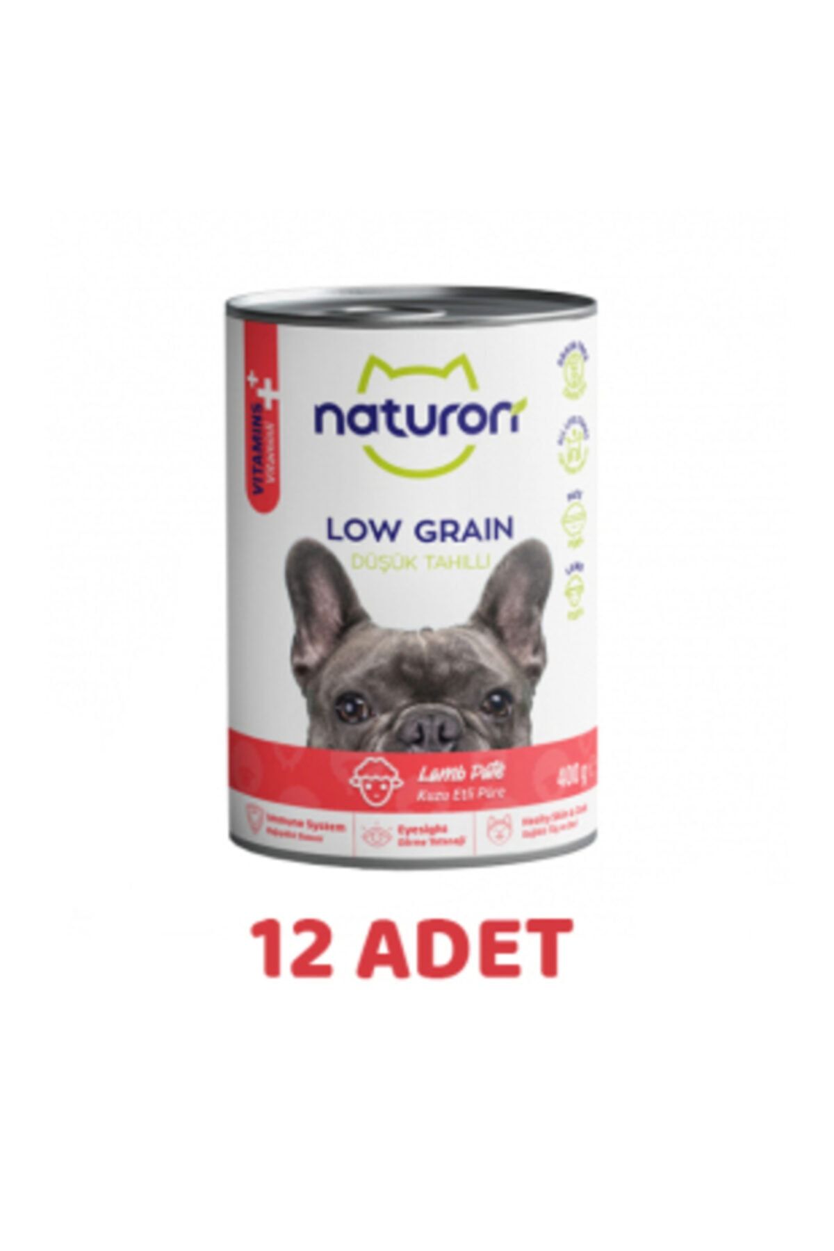 Naturon Kuzu Etli Düşük Tahıllı Ezme Köpek Konservesi 400gr - 12 Adet