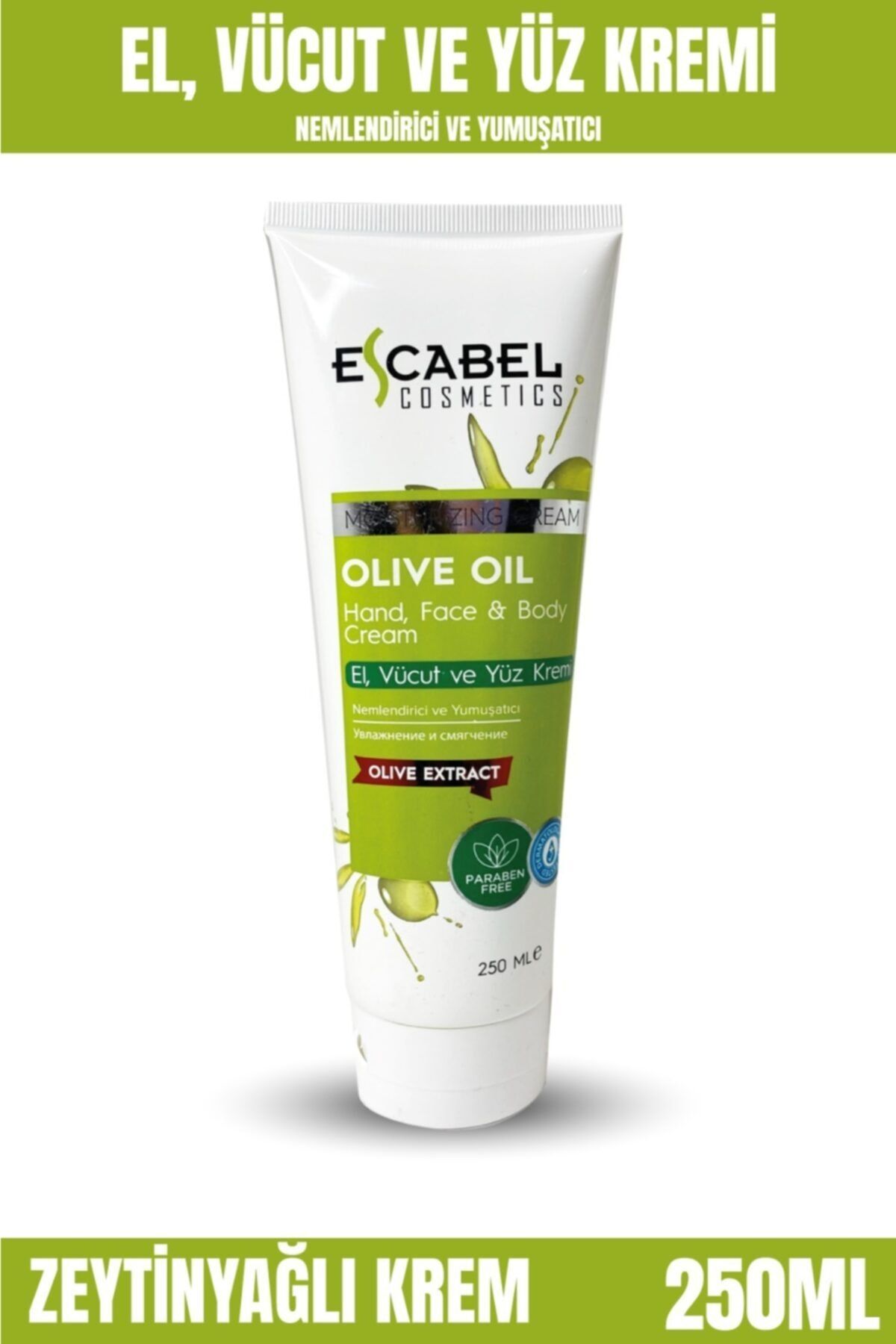 Escabel Vücut Kremi - Zeytinyağlı Nemlendirici Paraben Içermeyen Yoğun El, Yüz Ve Vücut Kremi 250ml