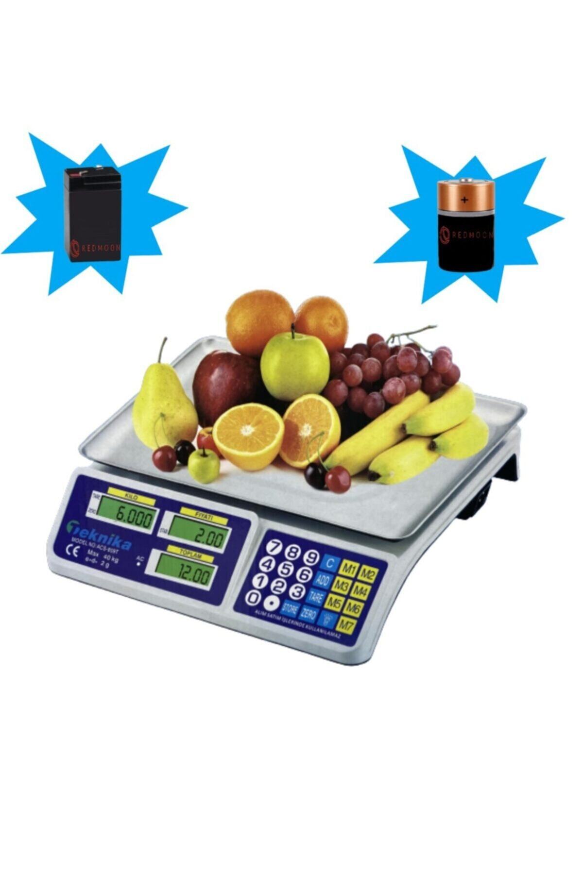 REDMOON 809t+c 40 Kg Pilli Ve Şarjlı Elektronik Terazi Manav Bakkal Ve Kasap Terazisi