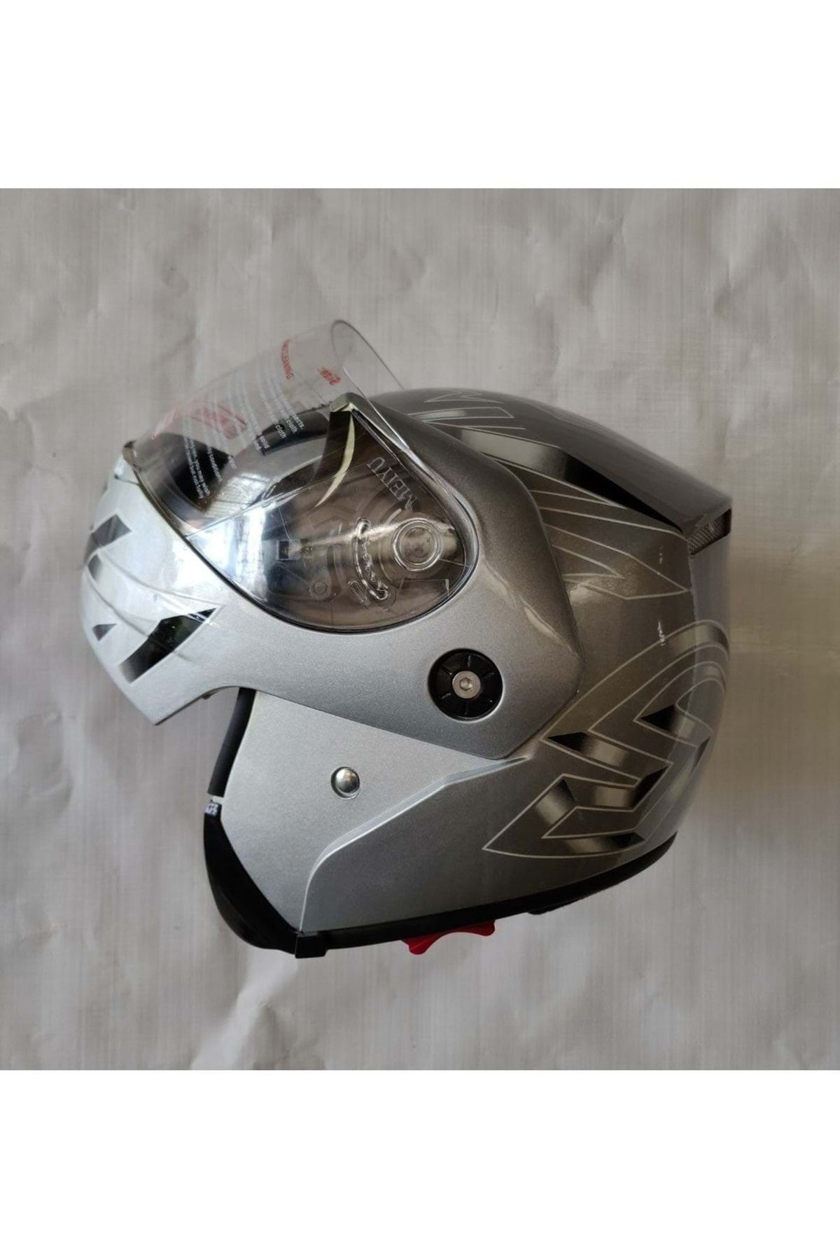 İthal Xzfl103 Kask Çenesi Açılan Lüx Gözlüklü Gri (s)