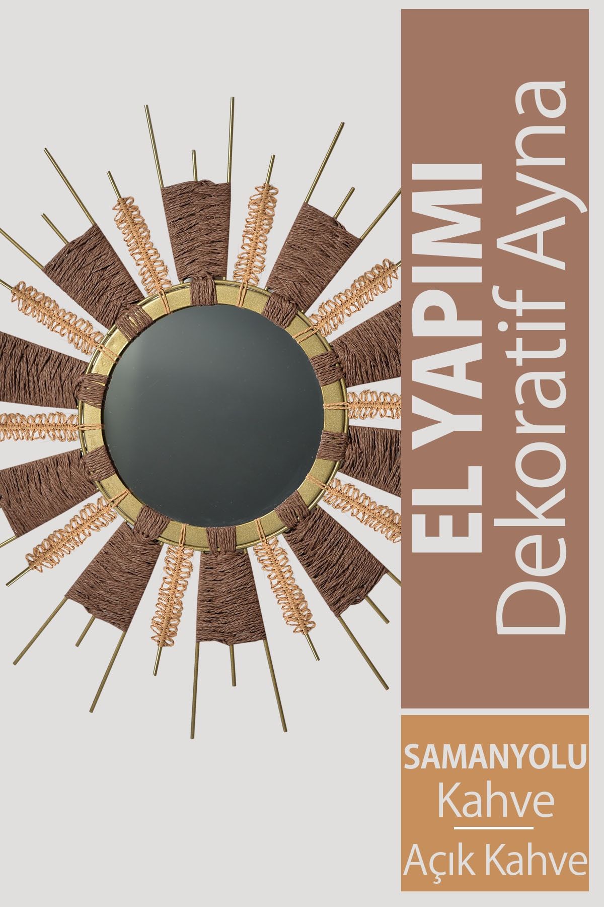 Bysolvo Dekoratif Samanyolu Kahve - Açık Kahve Ayna - Tamamen El Yapımı (handmade) Dekorasyon
