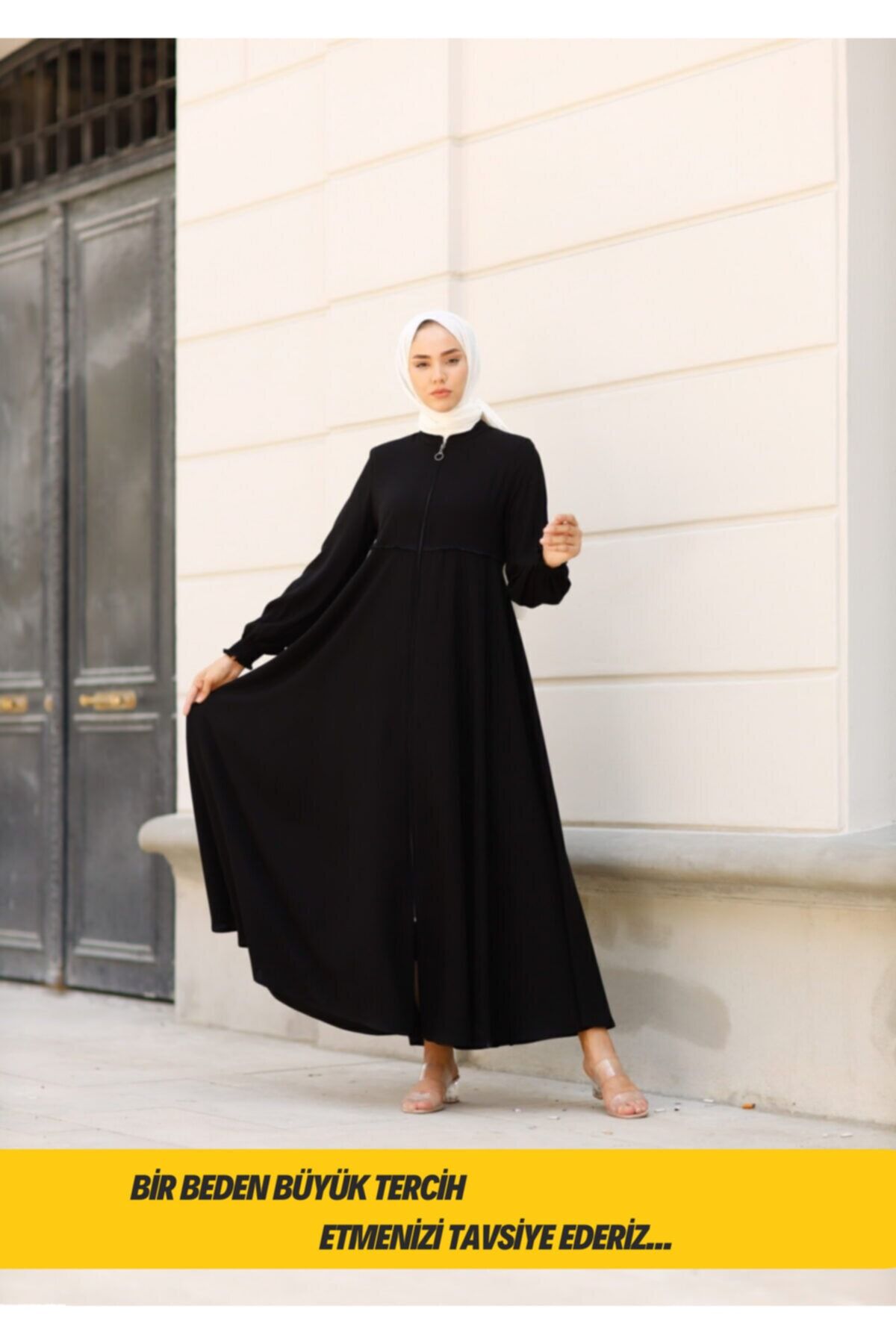 ESMA BUTİK Bel Detaylı Mevlana Ferace Kol Lastikli