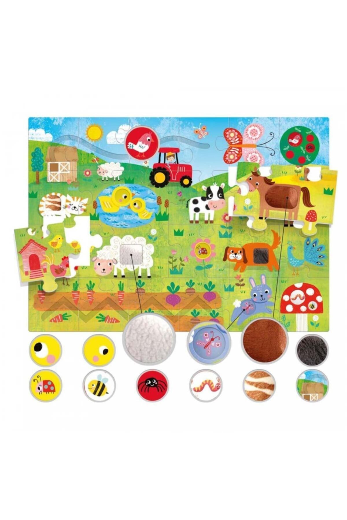 akids Fırsat Headu Tactile Kabartma Boyalı 21 Parça Çiftlik Puzzle