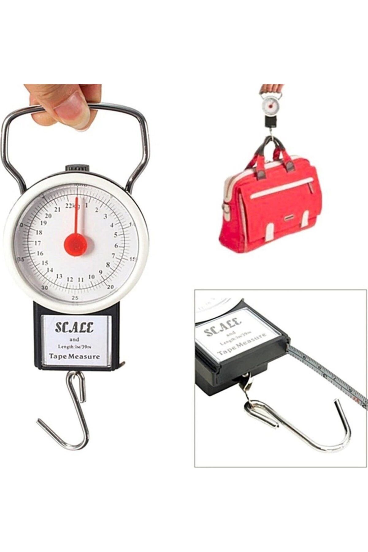 Mbois 22 Kg/50lb Kancalı Tartı Aleti 1 Metre Mezuralı Askılı Balıkçı Terazisi
