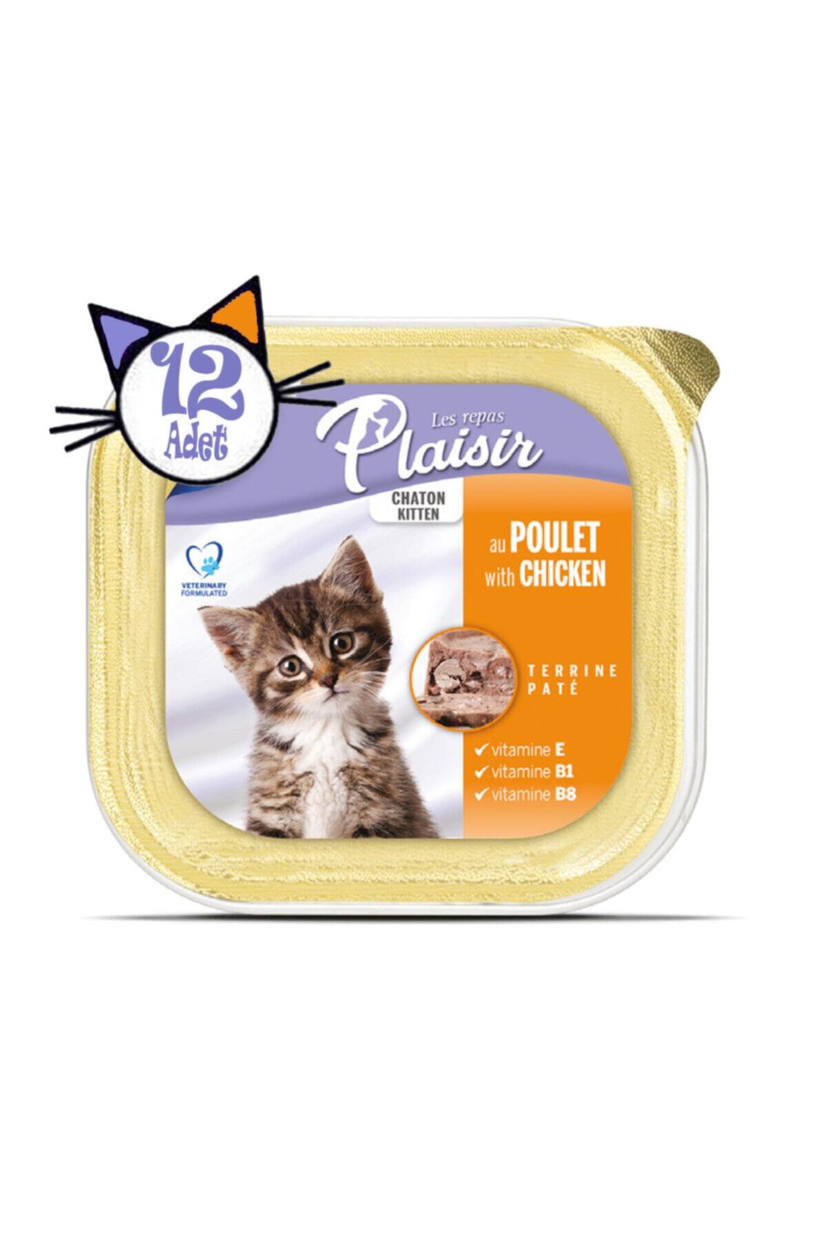 Plaisir Pate 100gr Tavuk Etli Ve Sütlü Kitten Yaş Yavru Kedi Kedi Maması 12adet