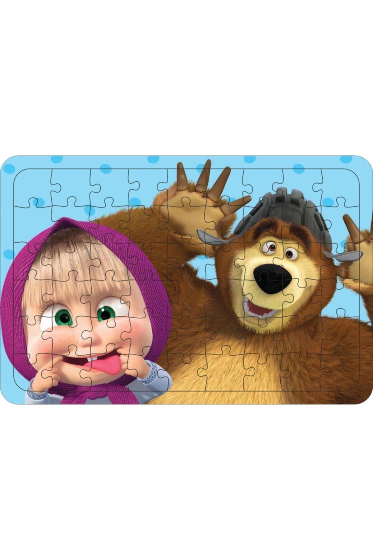 Güven Serigrafi Maşa Ile Koca Ayı2 54 Parça Ahşap Çerçeveli Puzzle Yapboz