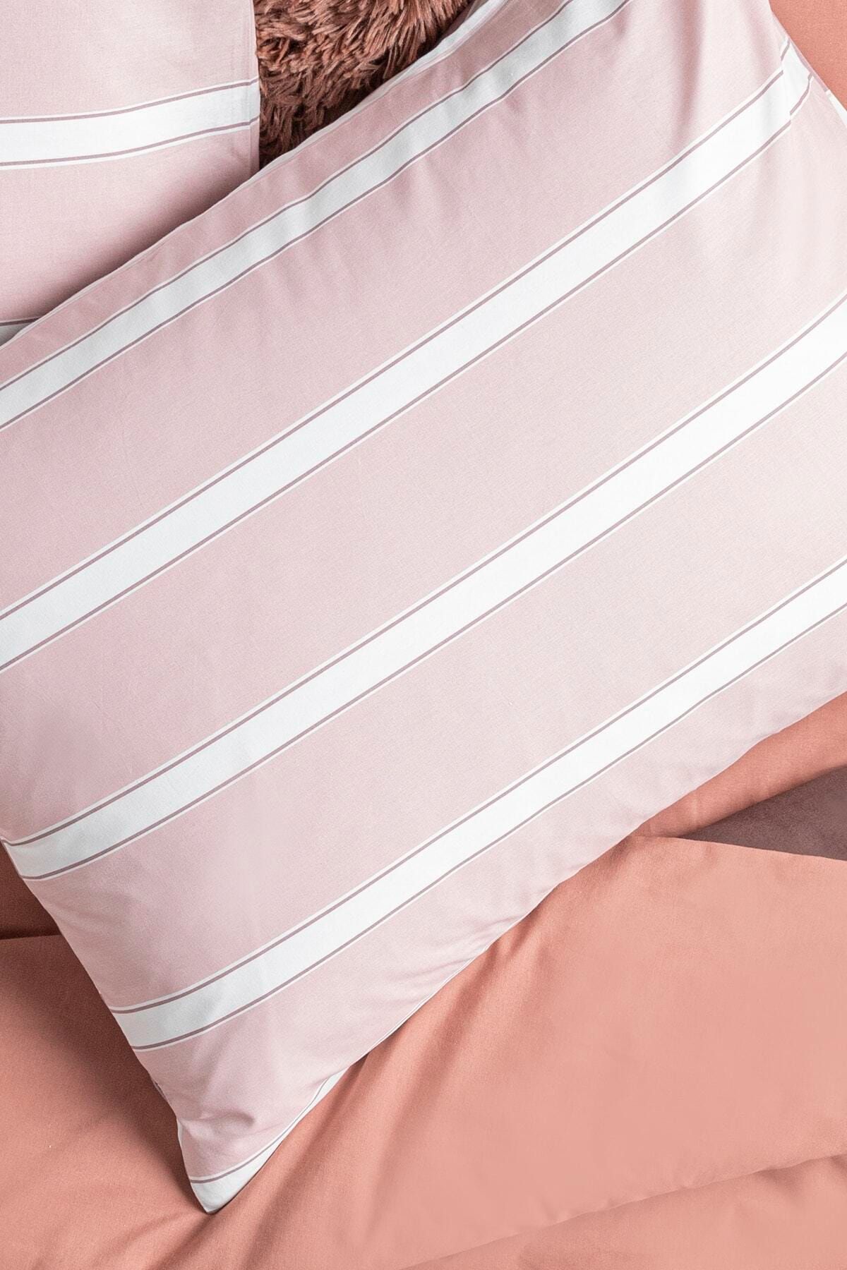 English Home Bold Stripe Pamuklu 2'li Yastık Kılıfı 50x70 Cm Pembe
