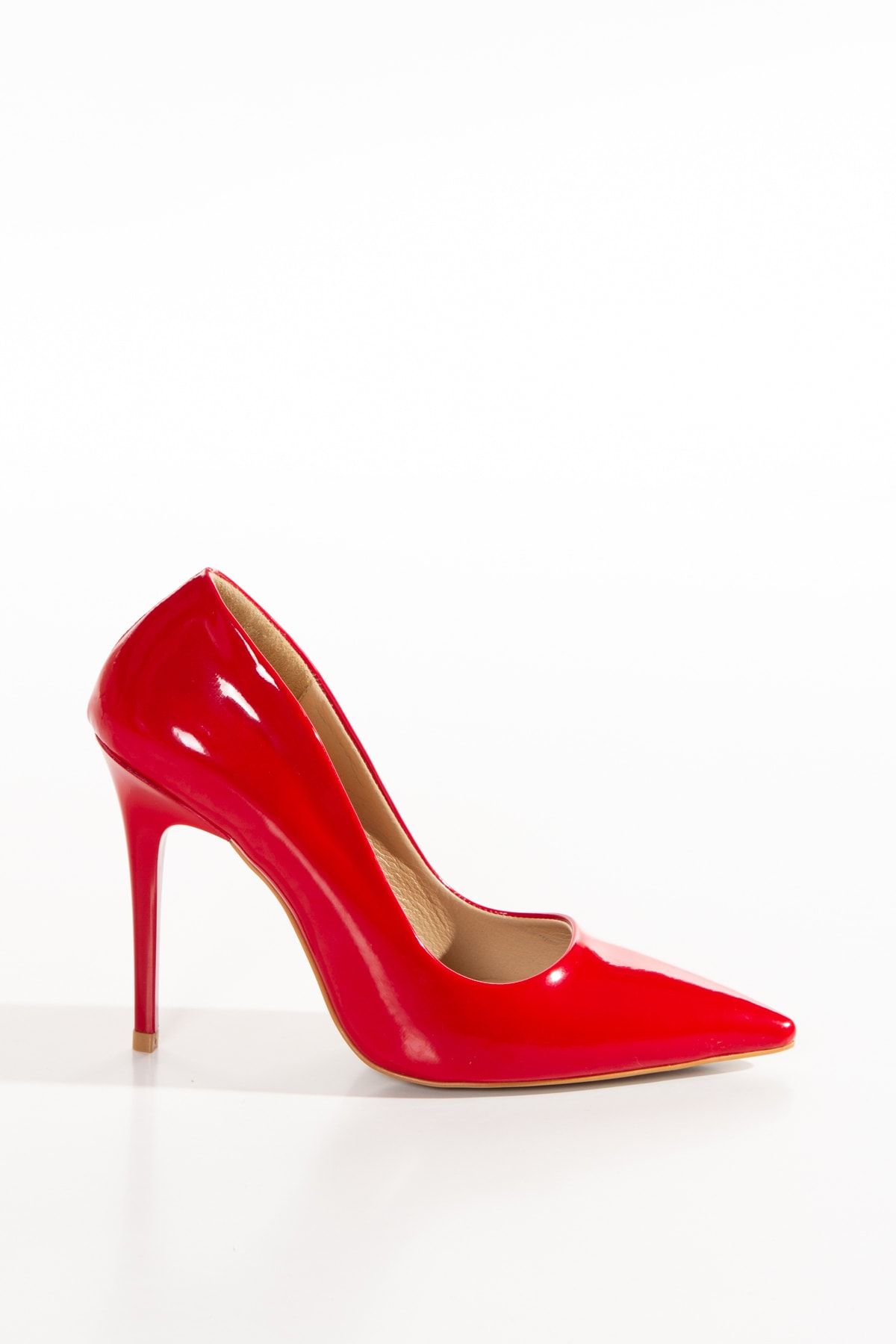 SAYL Kadın Kırmızı Rugan İçi Hakiki Deri Stiletto Topuklu Ayakkabı