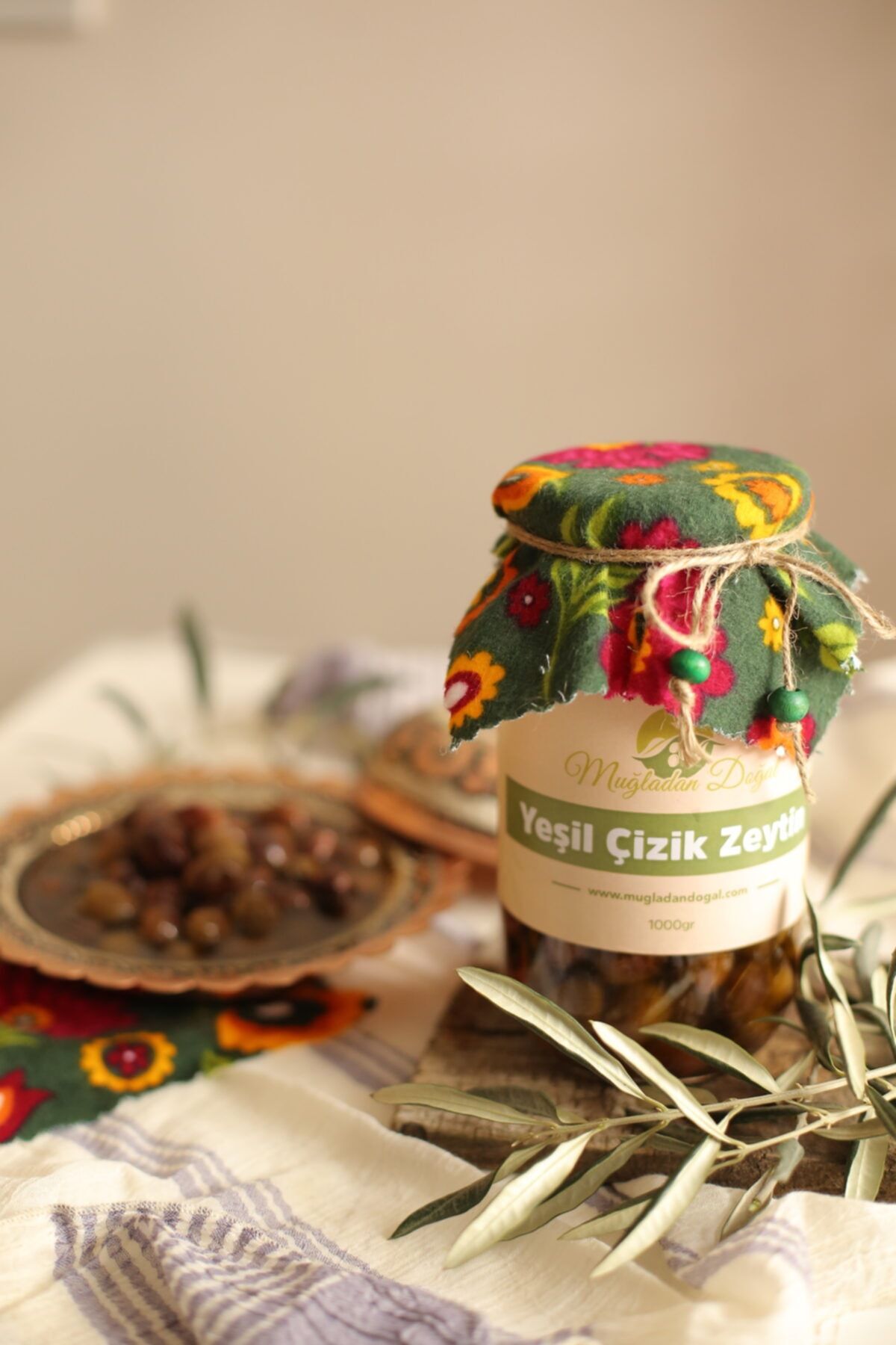 Muğladan Doğal Yeşil Çizik Zeytin 1000 gr