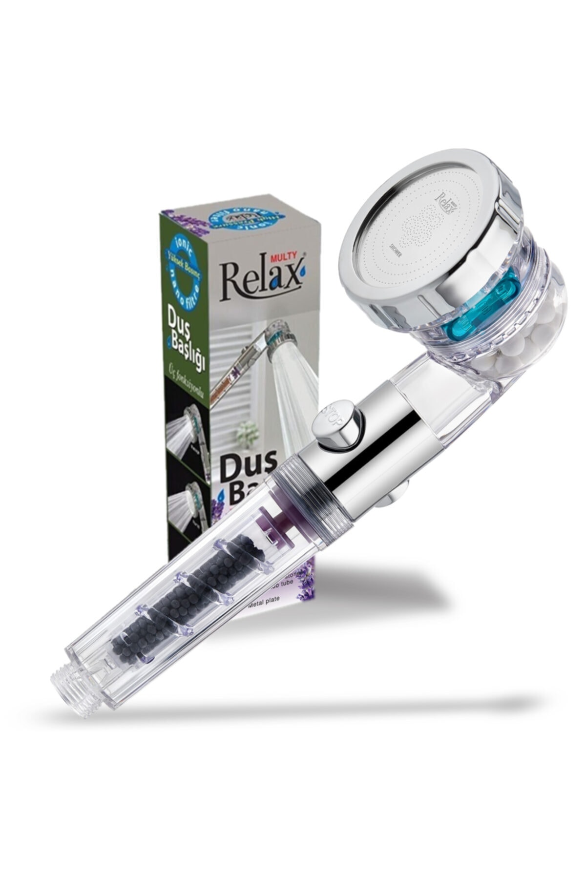 relax shower Multy Üç Fonksiyonlu, Açma-kapama Ayarlı Nano Filtreli Mineralli Tasarruflu Duş Başlığı