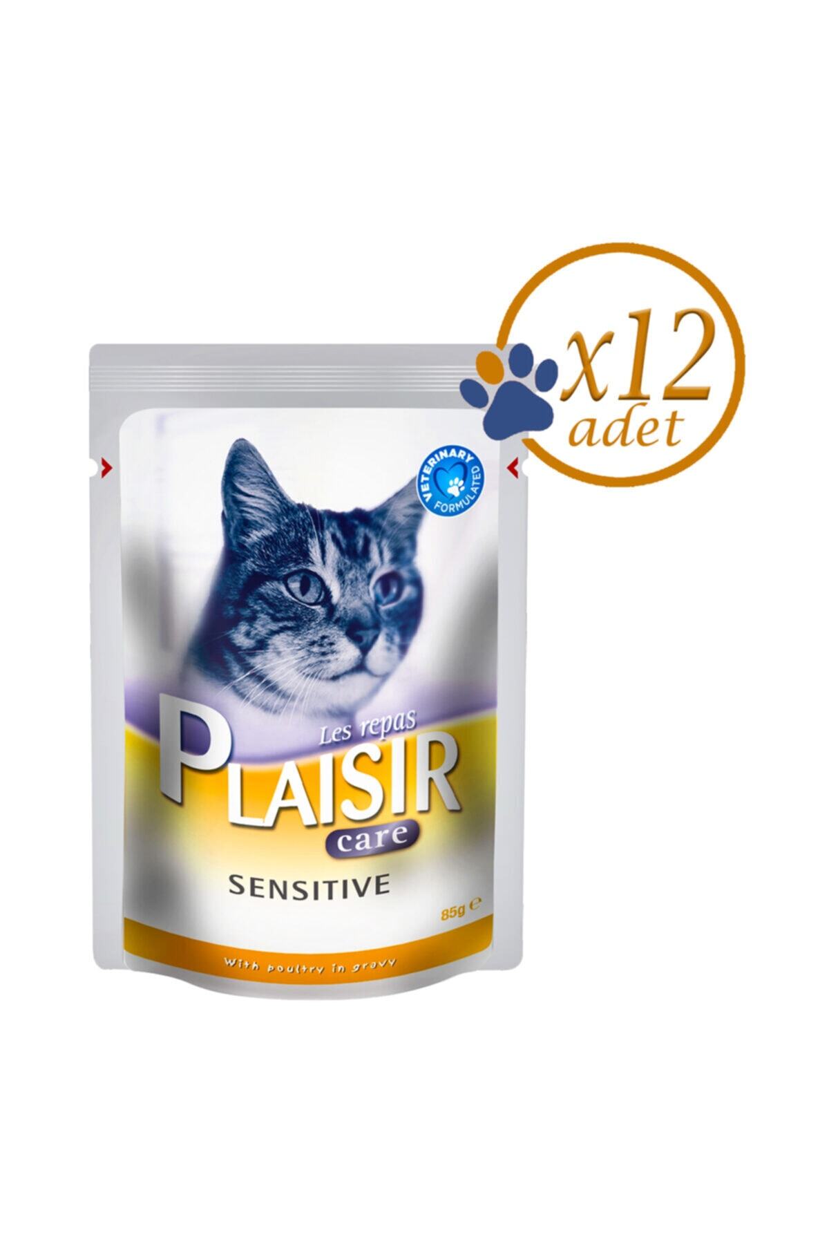 Plaisir Pouch Sensitive 85gr Tavuklu Care Yaş Kedi Maması 12adet