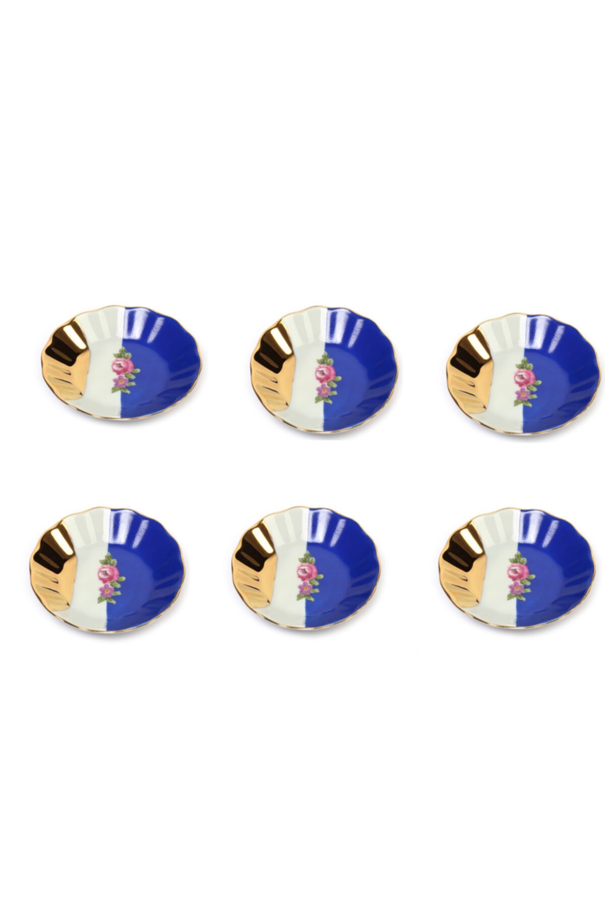 Kiana Gold El Boyaması Çay Tabağı (lacivert)