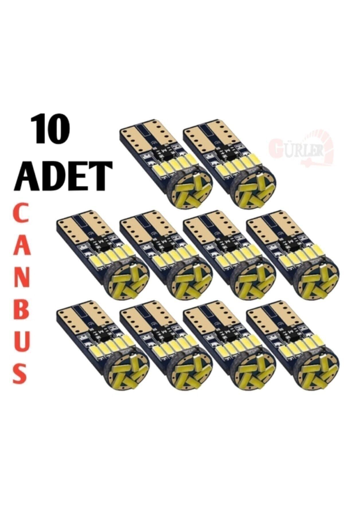 gürlerotoaksesuar T10 Led Ampul Park Led Plaka Led Tavan Led 15 Ledli 12v 5w Beyaz Canbus Led 10 Adet
