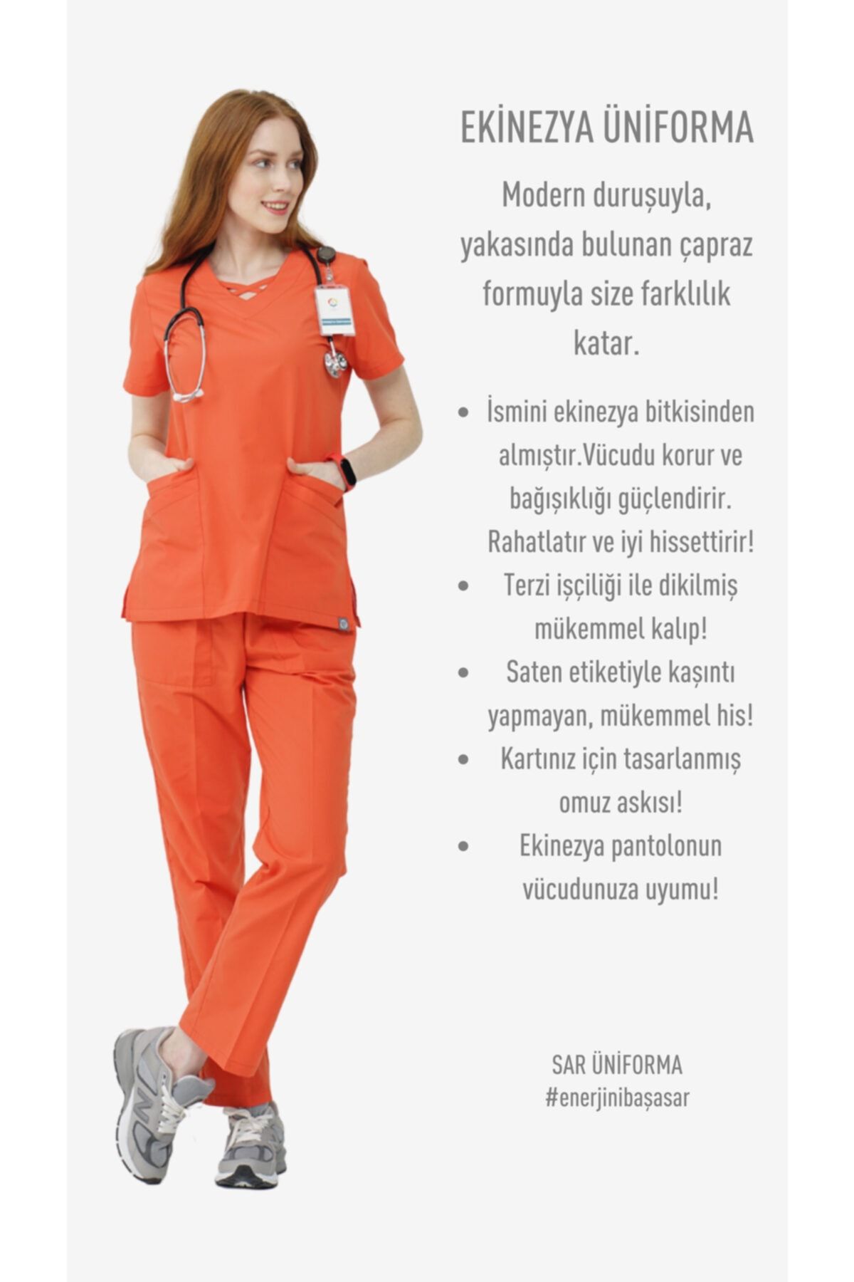 SAR TEKSTİL Ekinezya Kadın Nar Çiçeği Medikal Üniforma Takım-doktor Hemşire Forması