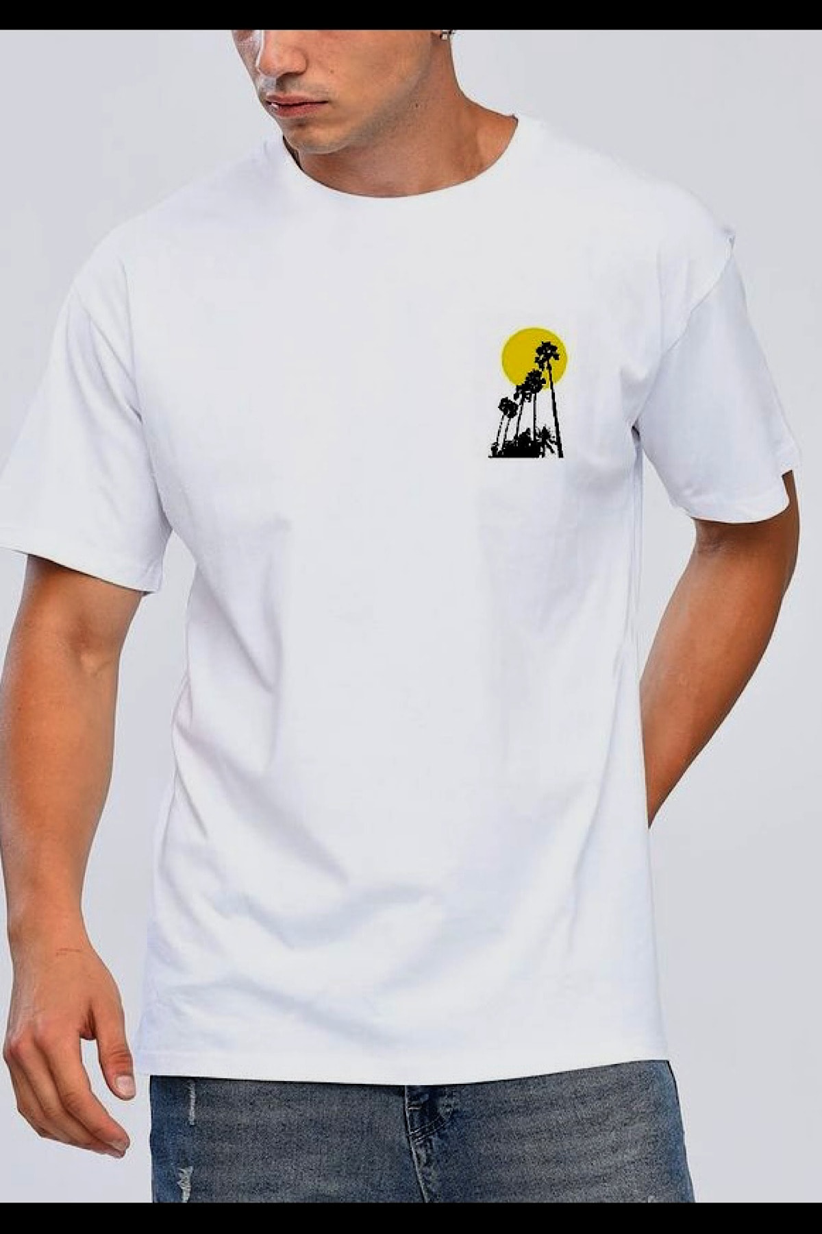 HYPERS Beyaz Baskılı Unisex Oversize 100% Pamuklu T-shırt