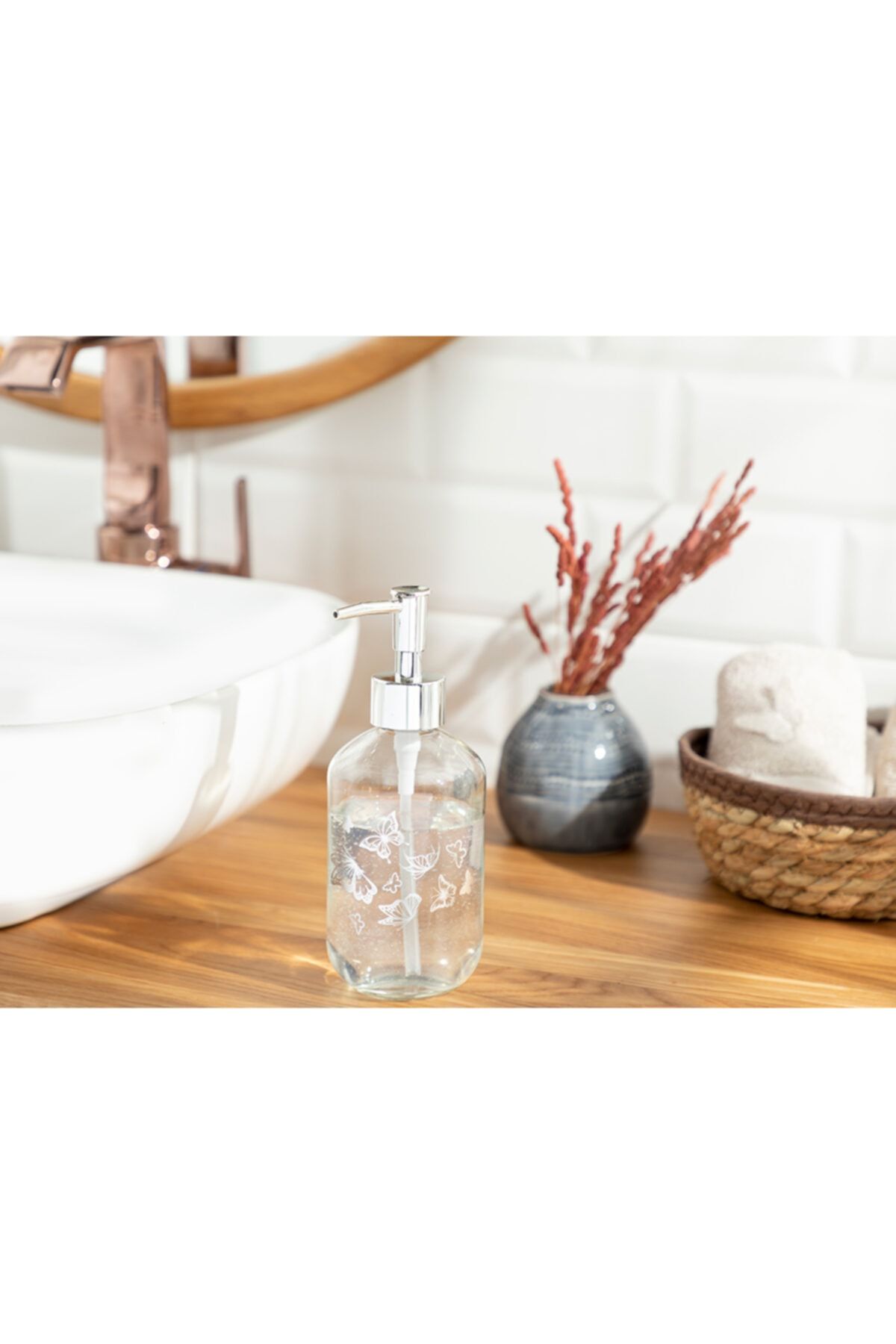 English Home Butterfly Banyo Sıvı Sabunluk 7x19 cm Silver
