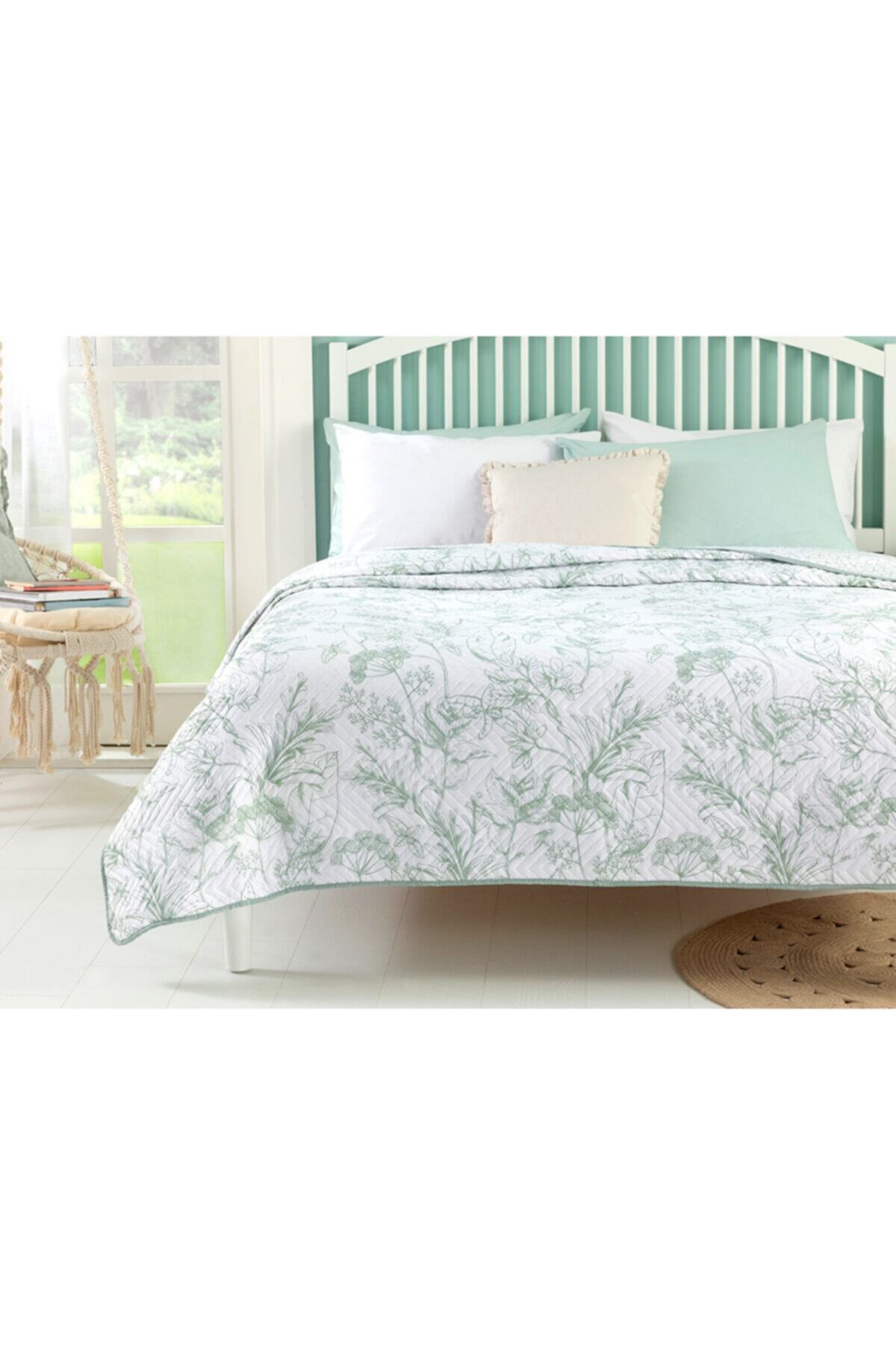 English Home Wild Flower King Size Çok Amaçlı Yatak Örtüsü 240x220 Cm Açık Seledon