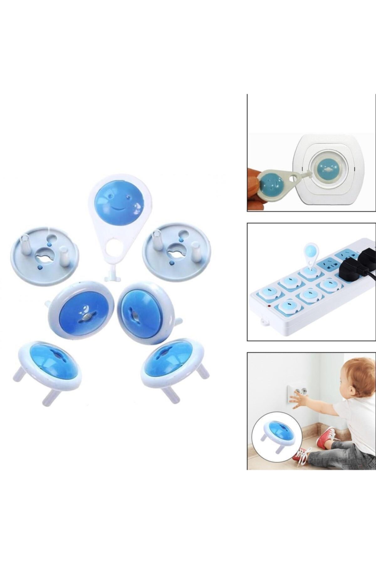 BRCTOPTAN Buffer Anahtarlı Bebek Ve Çocuk Koruyucu Priz Kilidi Aparatı 6 Adet