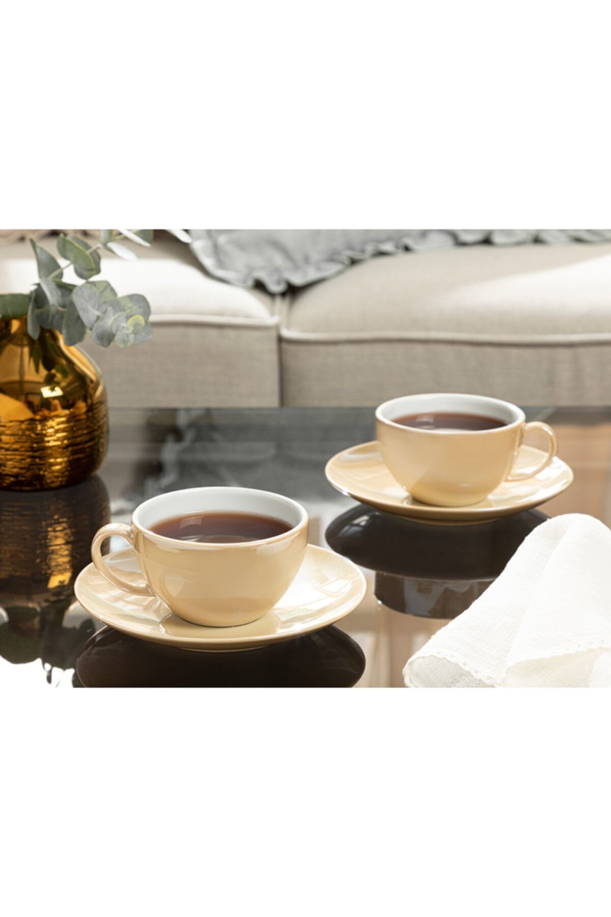 English Home Dela Porselen 2'li Çay Fincanı Takımı 220 ml Sütlü Kahve