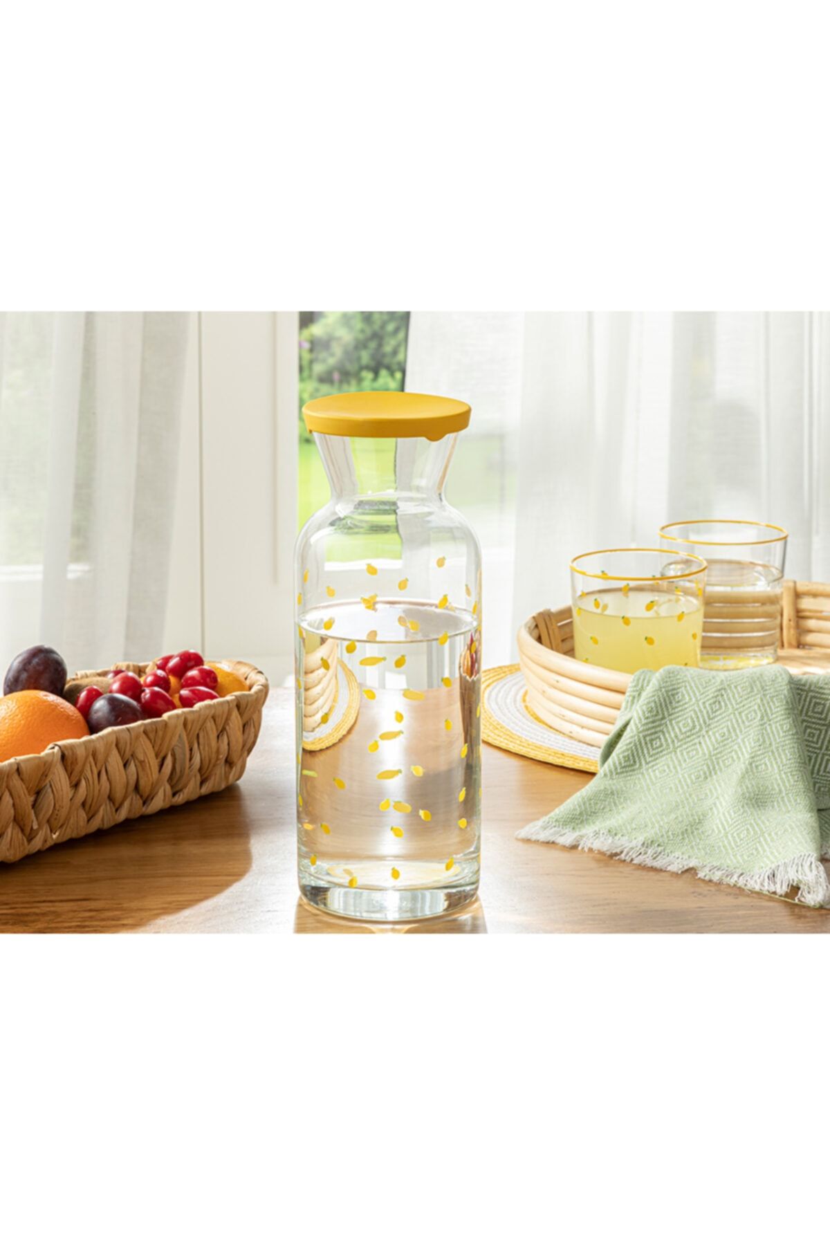 English Home Lemon Cam Kapaklı Sürahi 1260 Ml Sarı