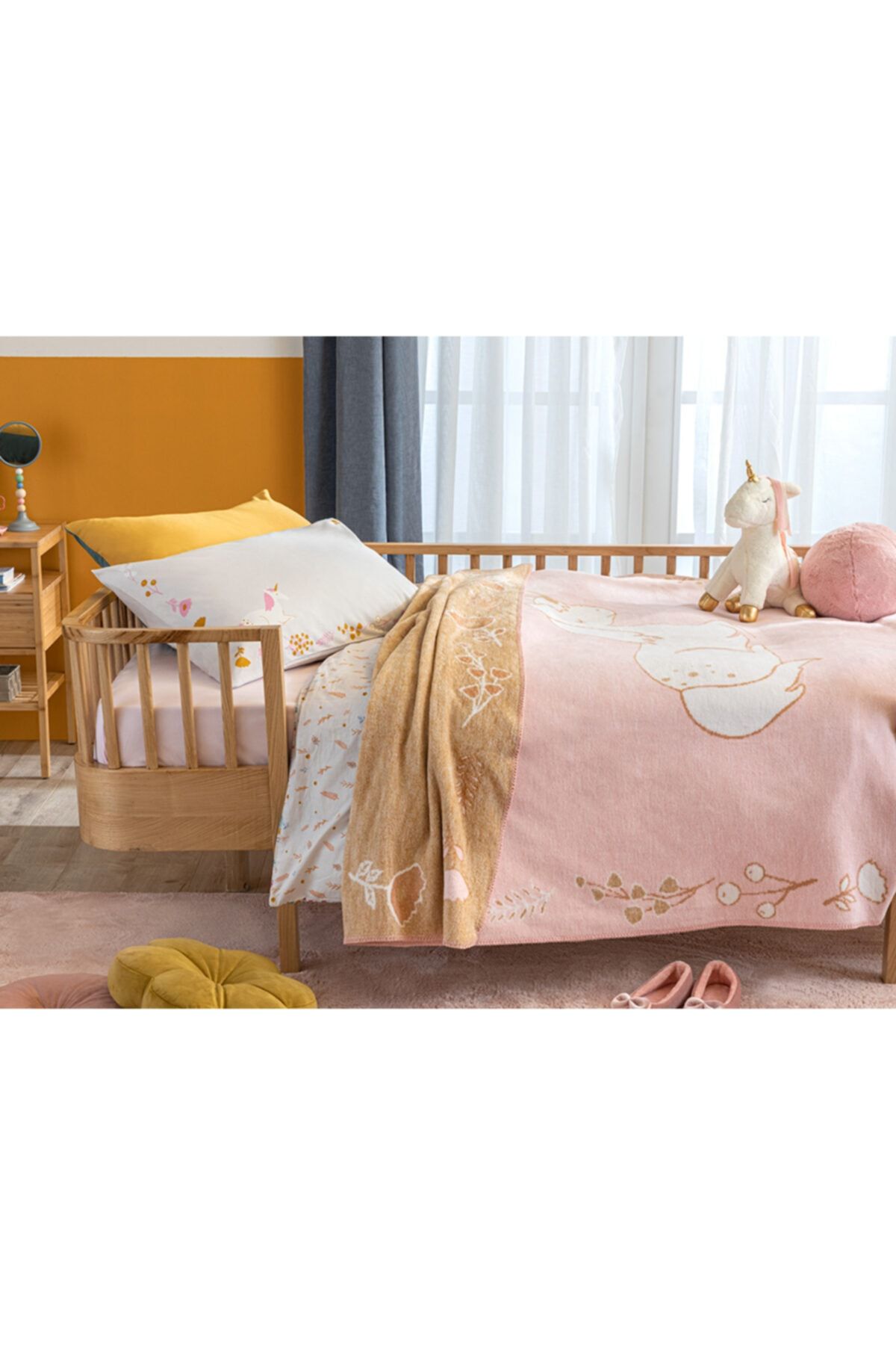 English Home Little Unicorn Pamuklu Tek Kişilik Çocuk Battaniye 150x200 Cm Pembe
