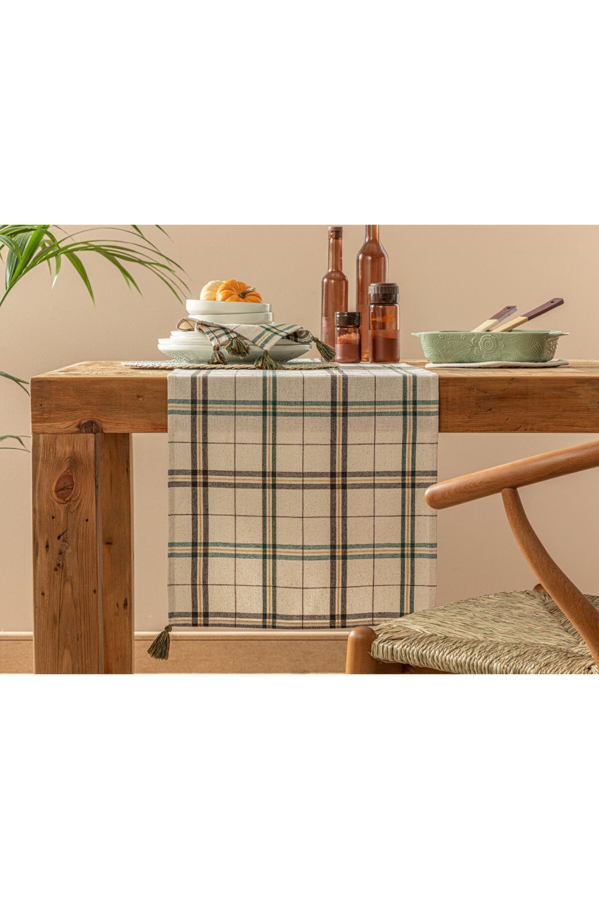 English Home Orbit Pamuk Runner 40x150 Cm Bej - Yeşil