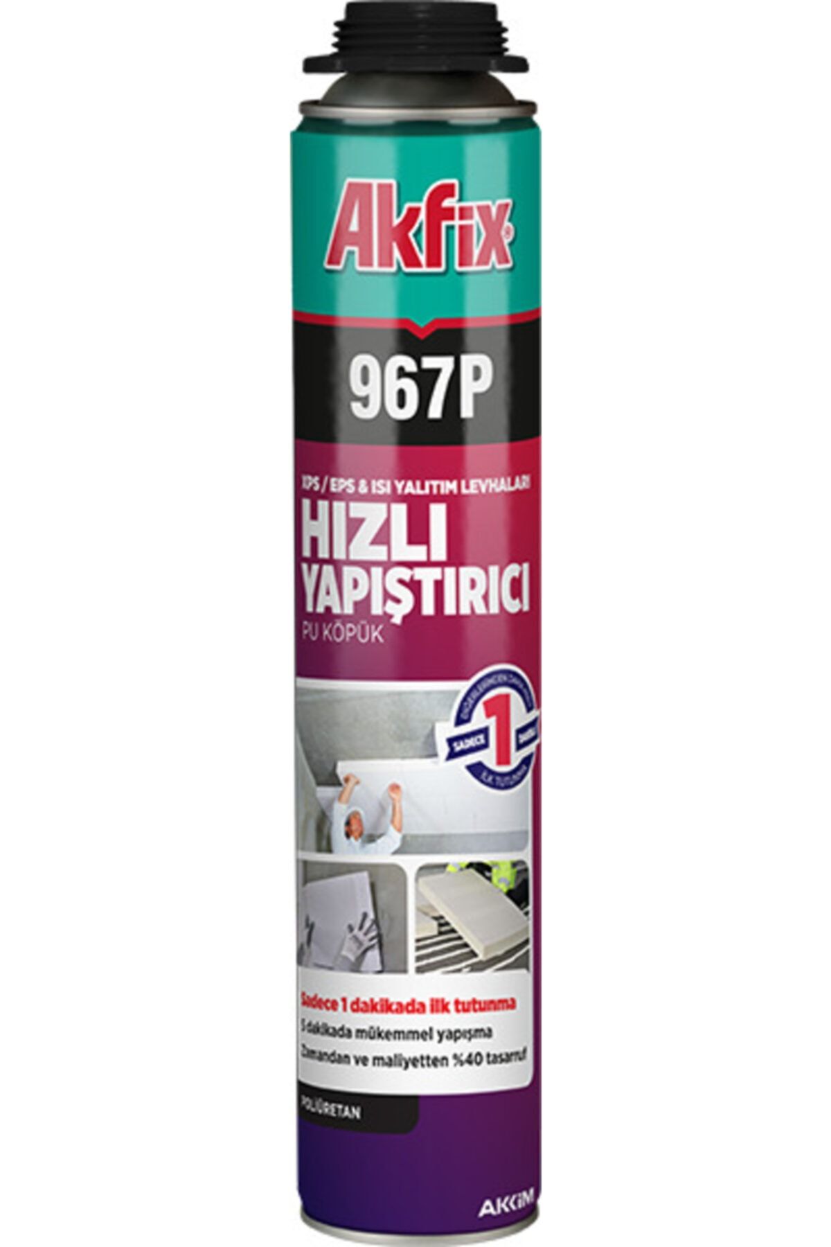 Akfix 967 Hızlı Kuruyan Yapıştırıcı Pu Köpüğü 800ml / 900gr
