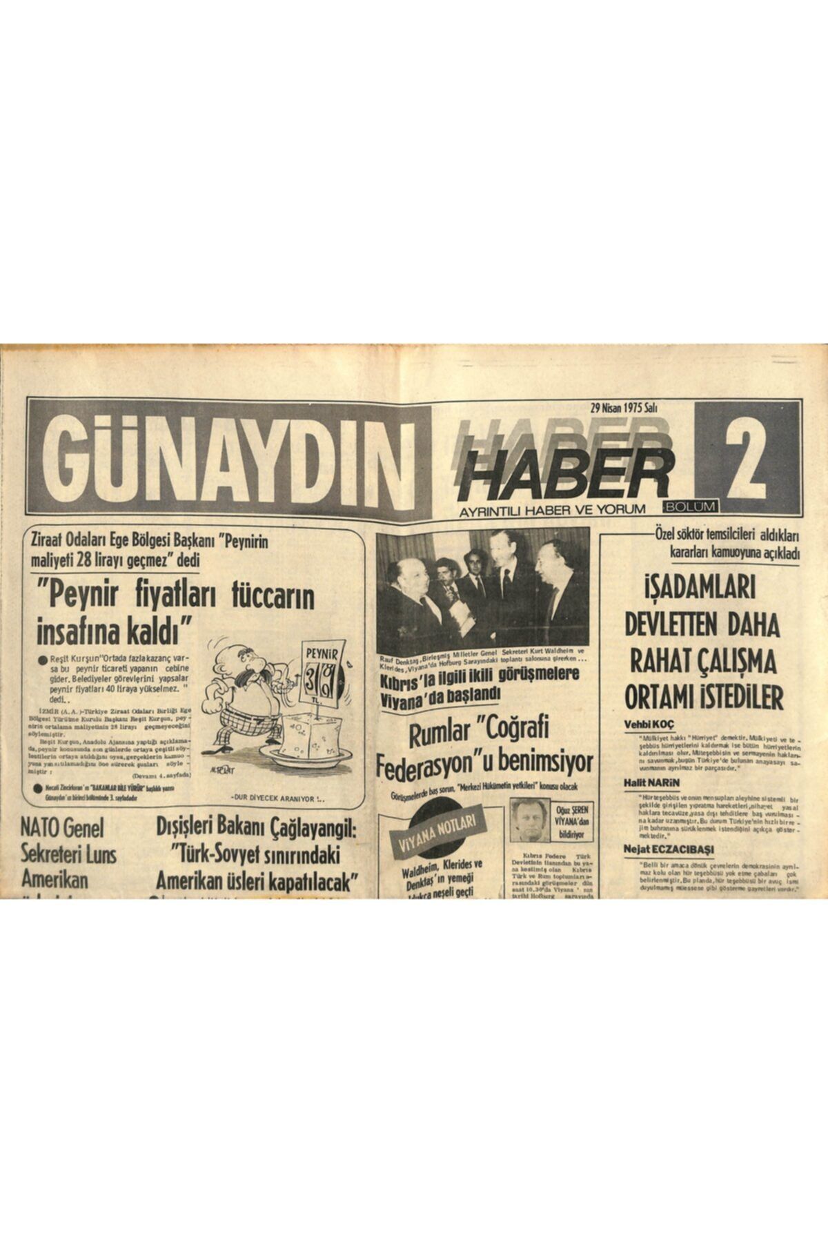 Gökçe Koleksiyon Günaydın Gazetesi Haber 2 Eki 29 Nisan 1975 -gübreden Sonra Demir,çelik Ve Çimento Da Ucuzlatılıyor